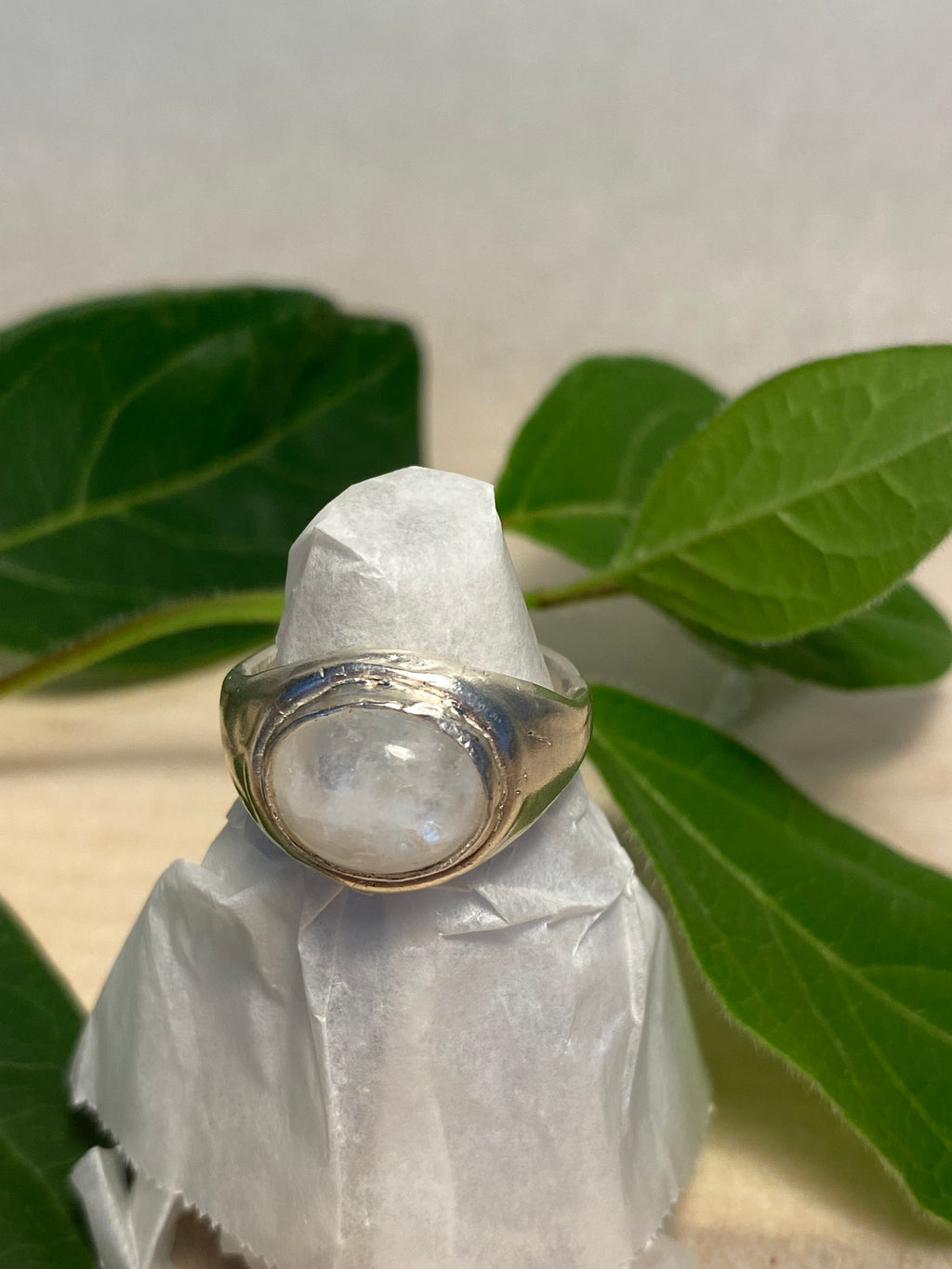 Moonstone Ring — Wax Carved Sterling Silver