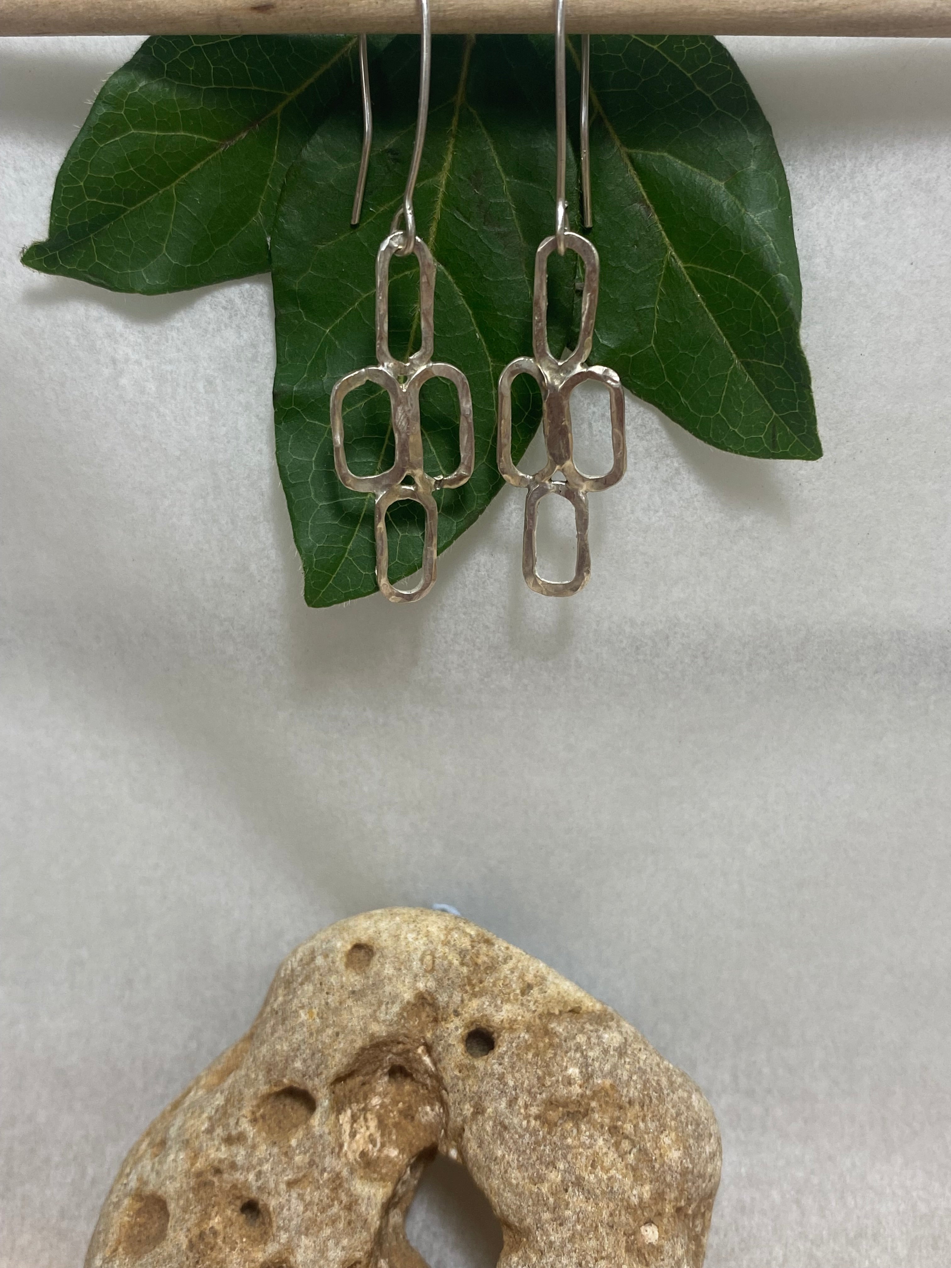 Sterling Silver Organic Link Earrings