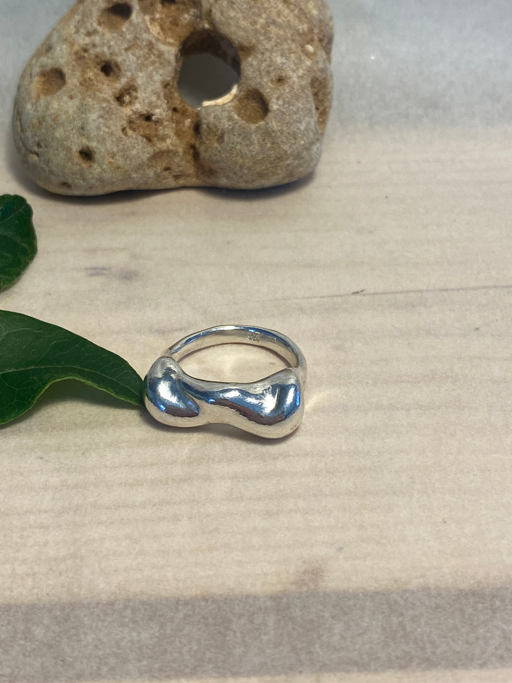 Wave Wax Carved Sterling Silver Statement Ring