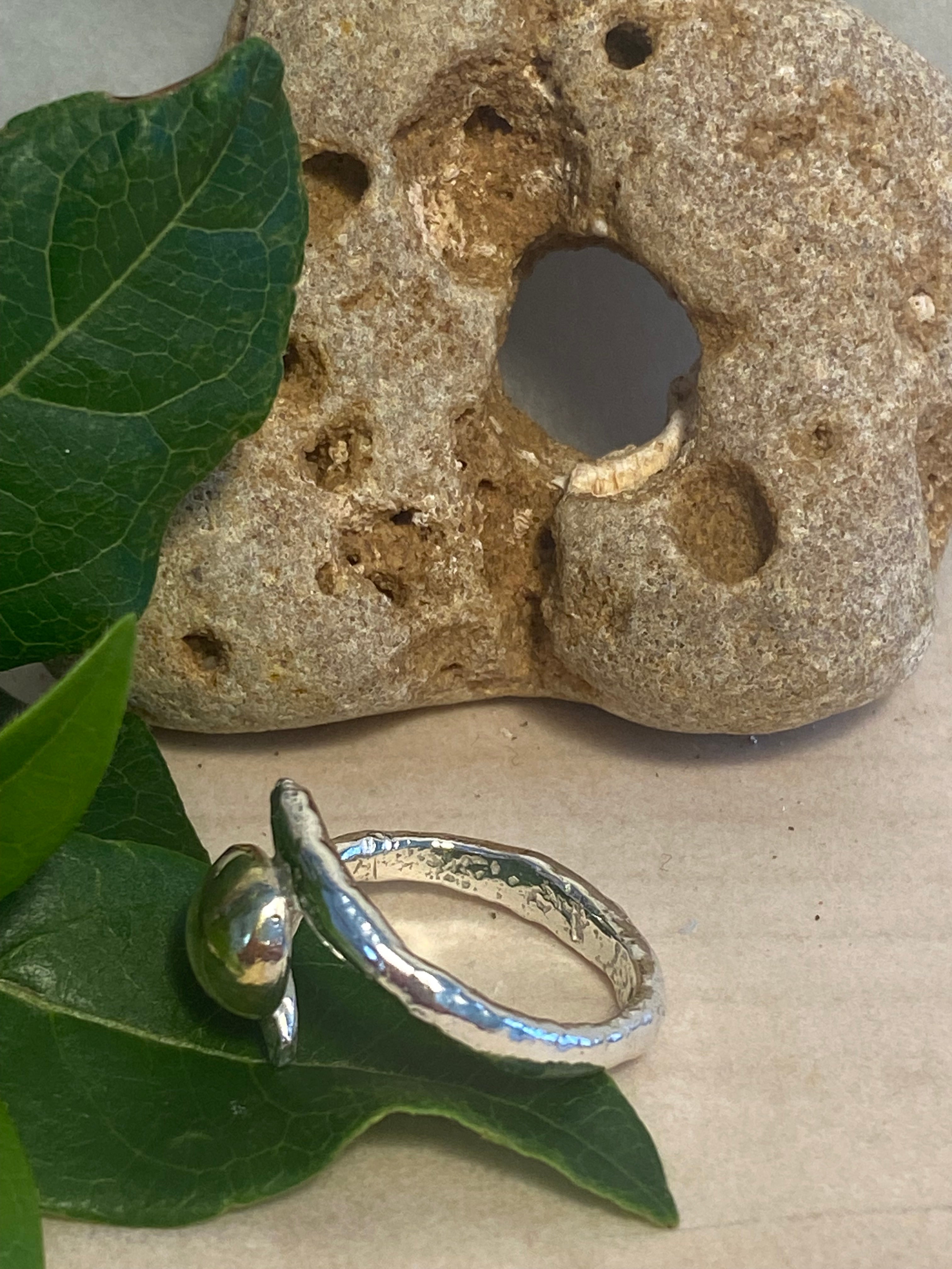 Organic Form Adjustable Silver & Brass Dome Ring