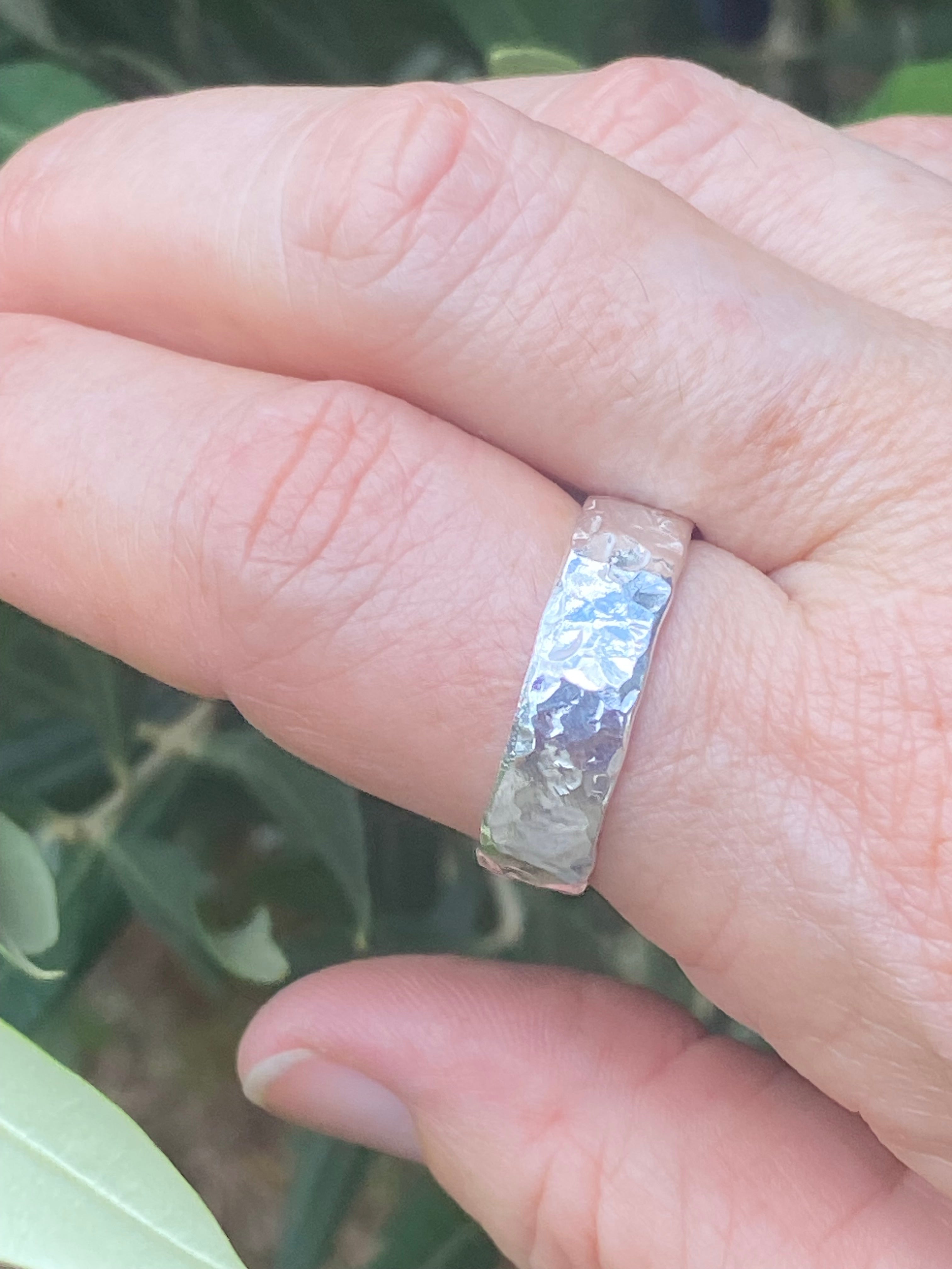 Hammered Sterling Silver Band Ring