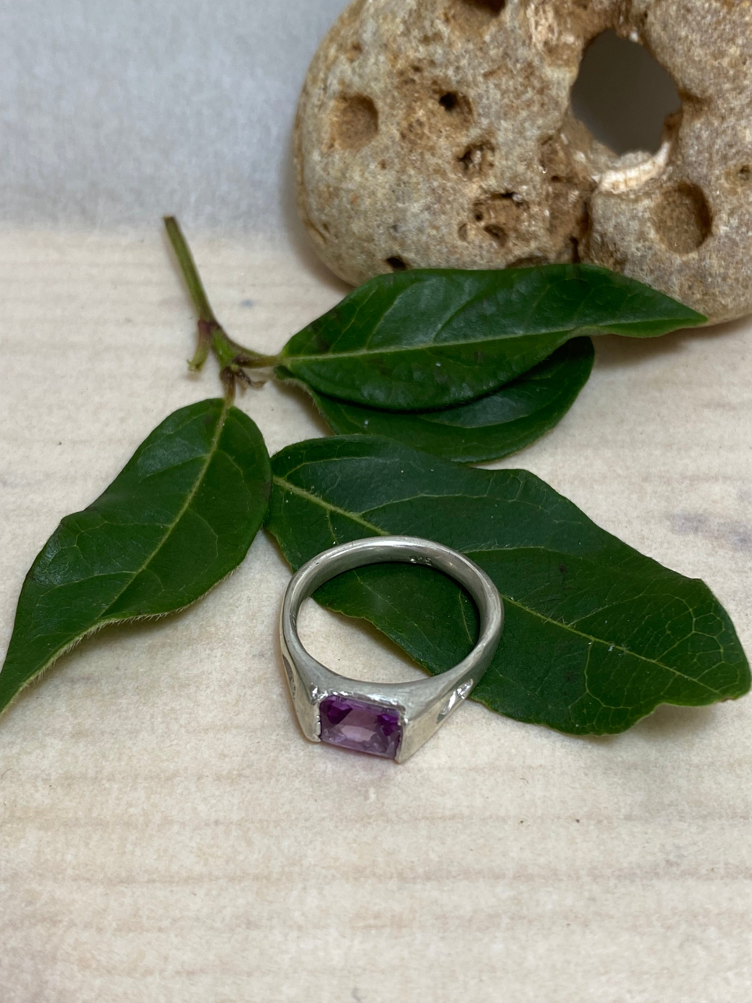 Delicate Signet Alexandrite Sterling Silver Ring