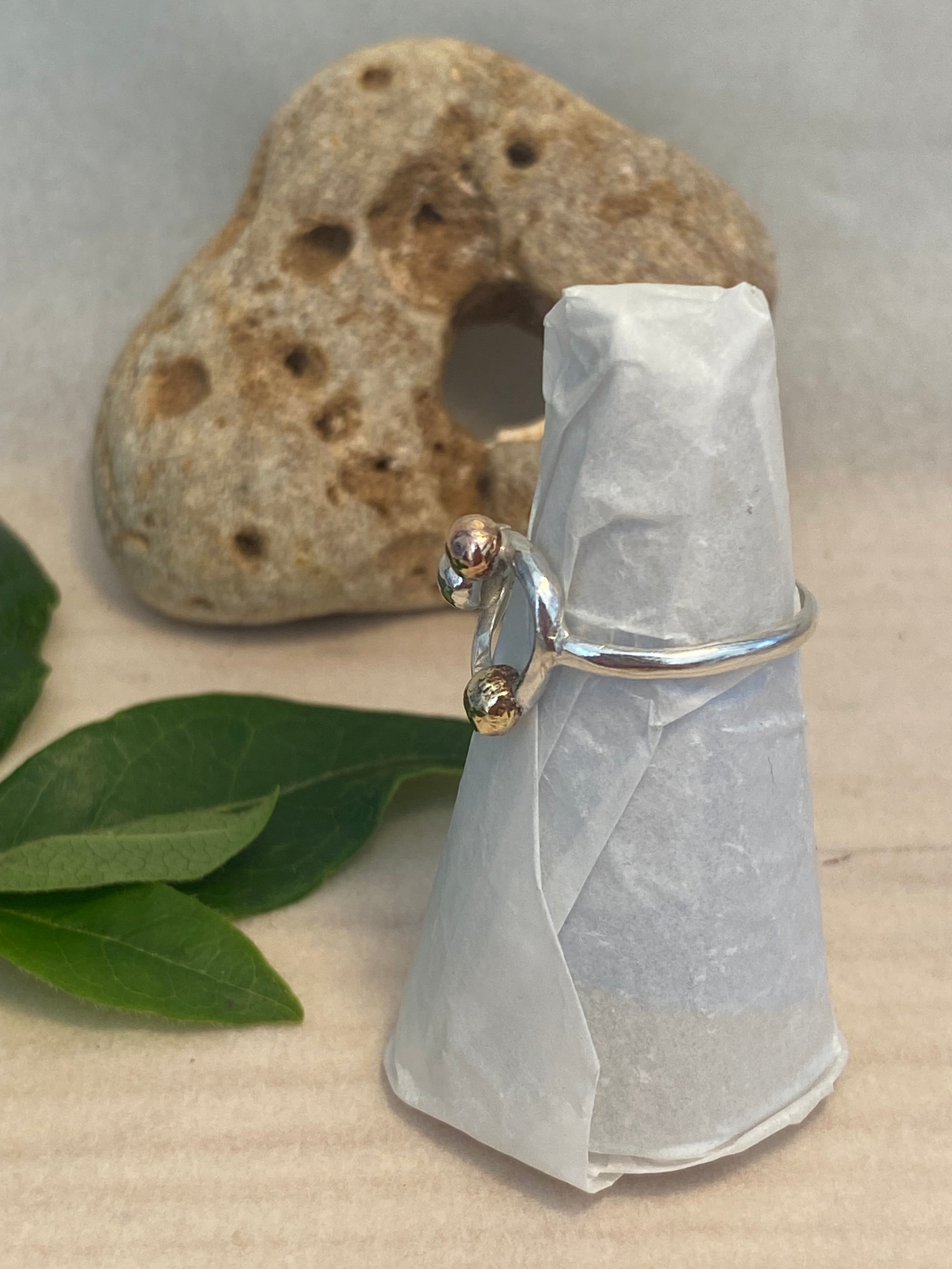 Three Metals Halo Pebble Ring — Silver, Copper & Brass