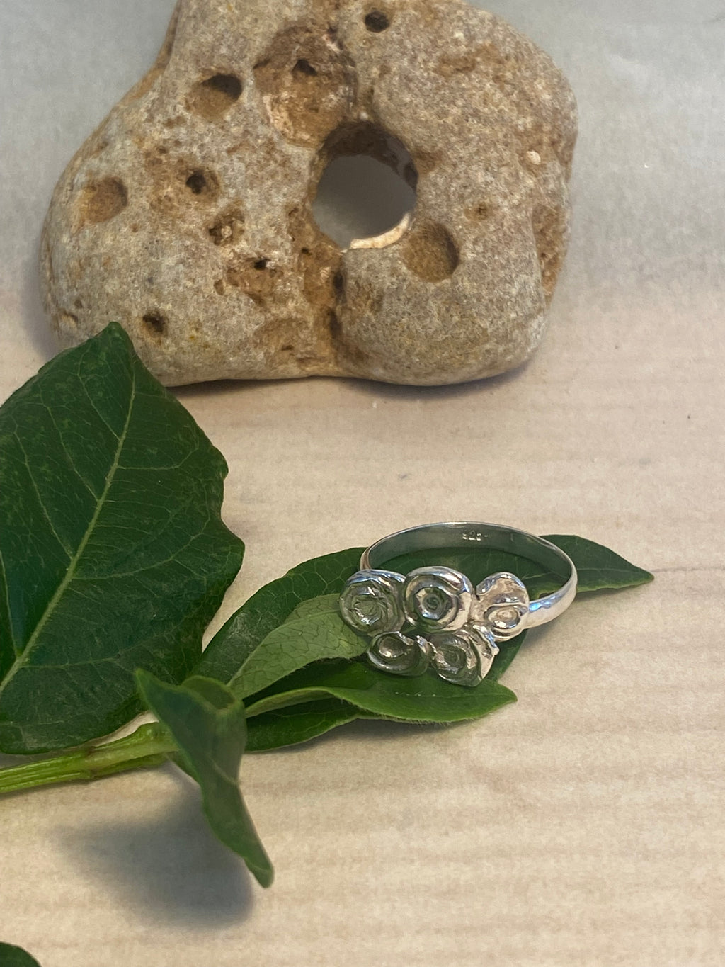 Molten Silver Flower Posy Ring