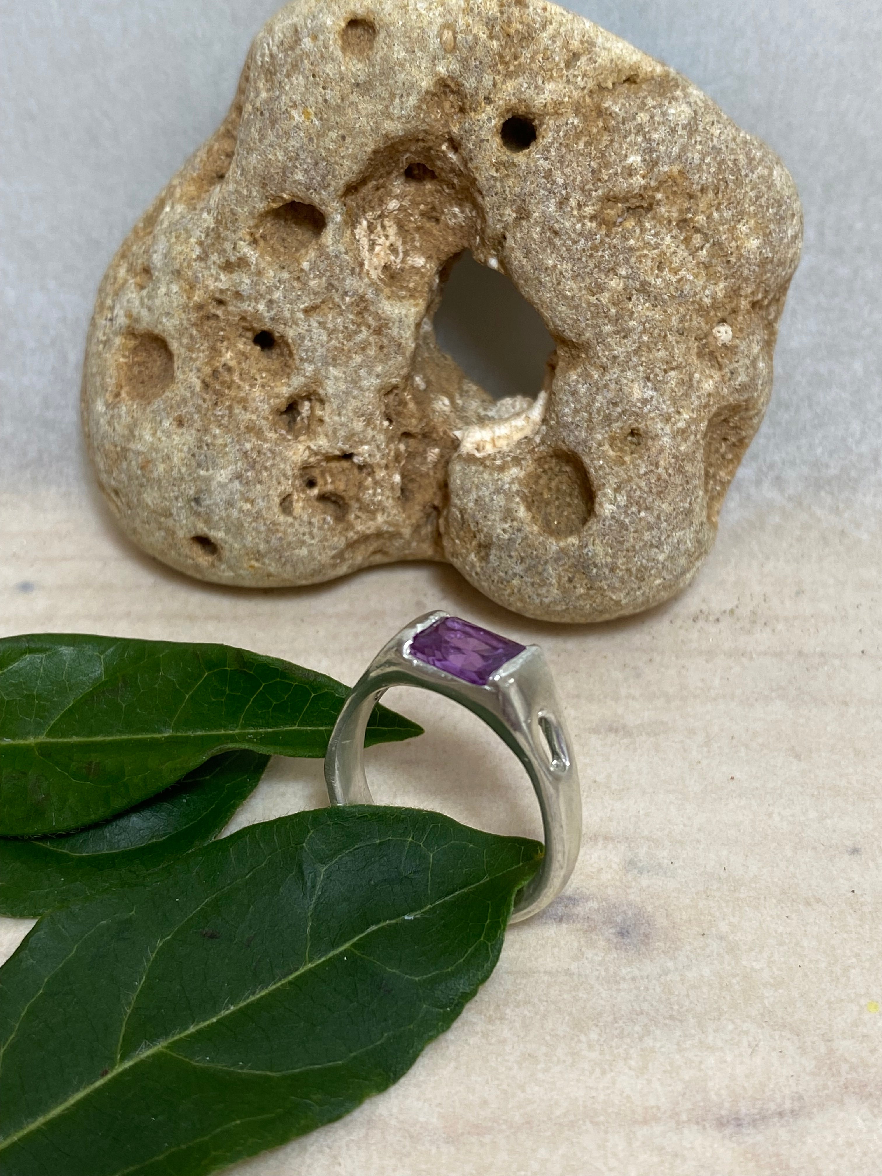 Delicate Signet Alexandrite Sterling Silver Ring