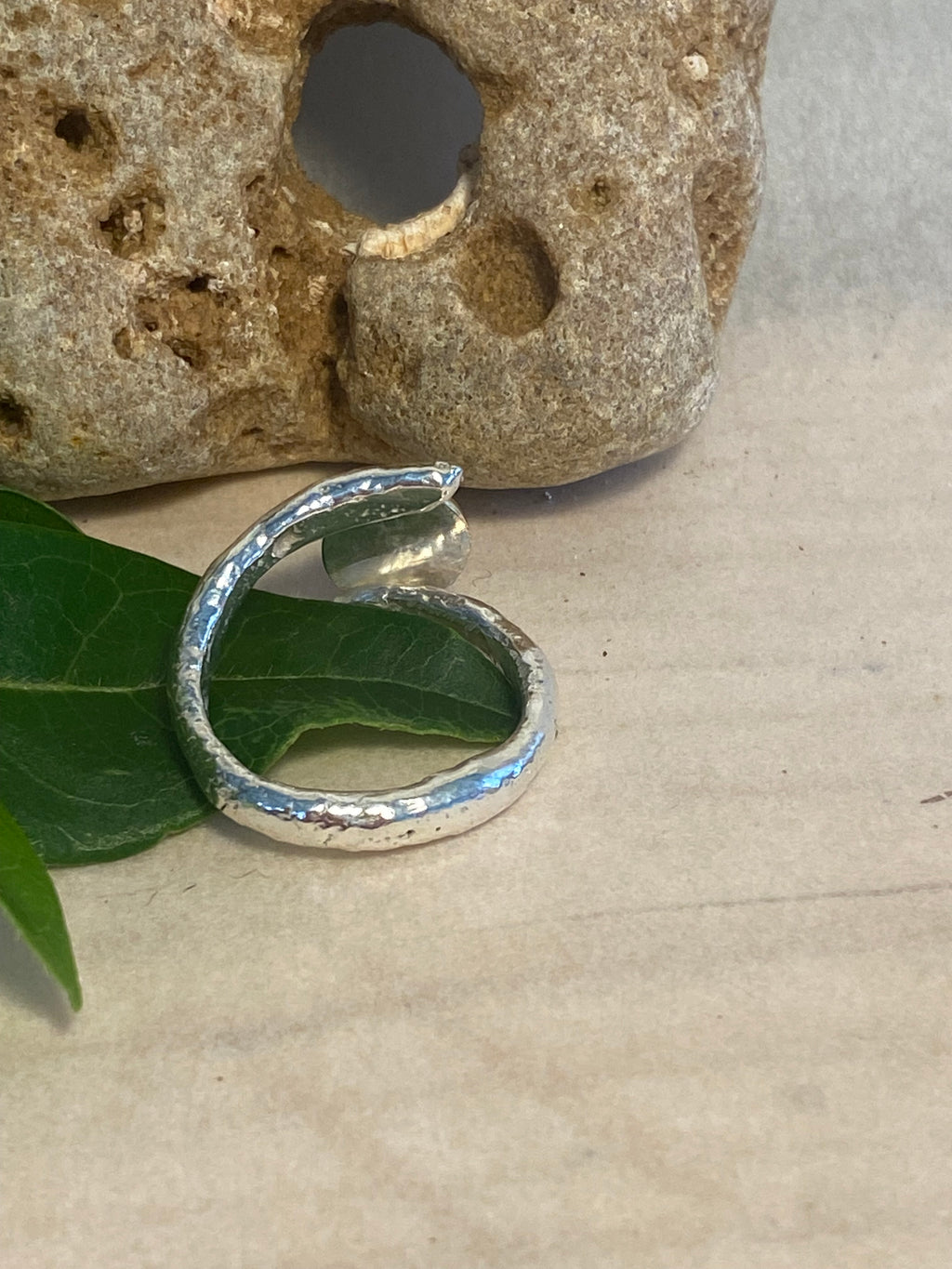 Organic Form Adjustable Silver & Brass Dome Ring