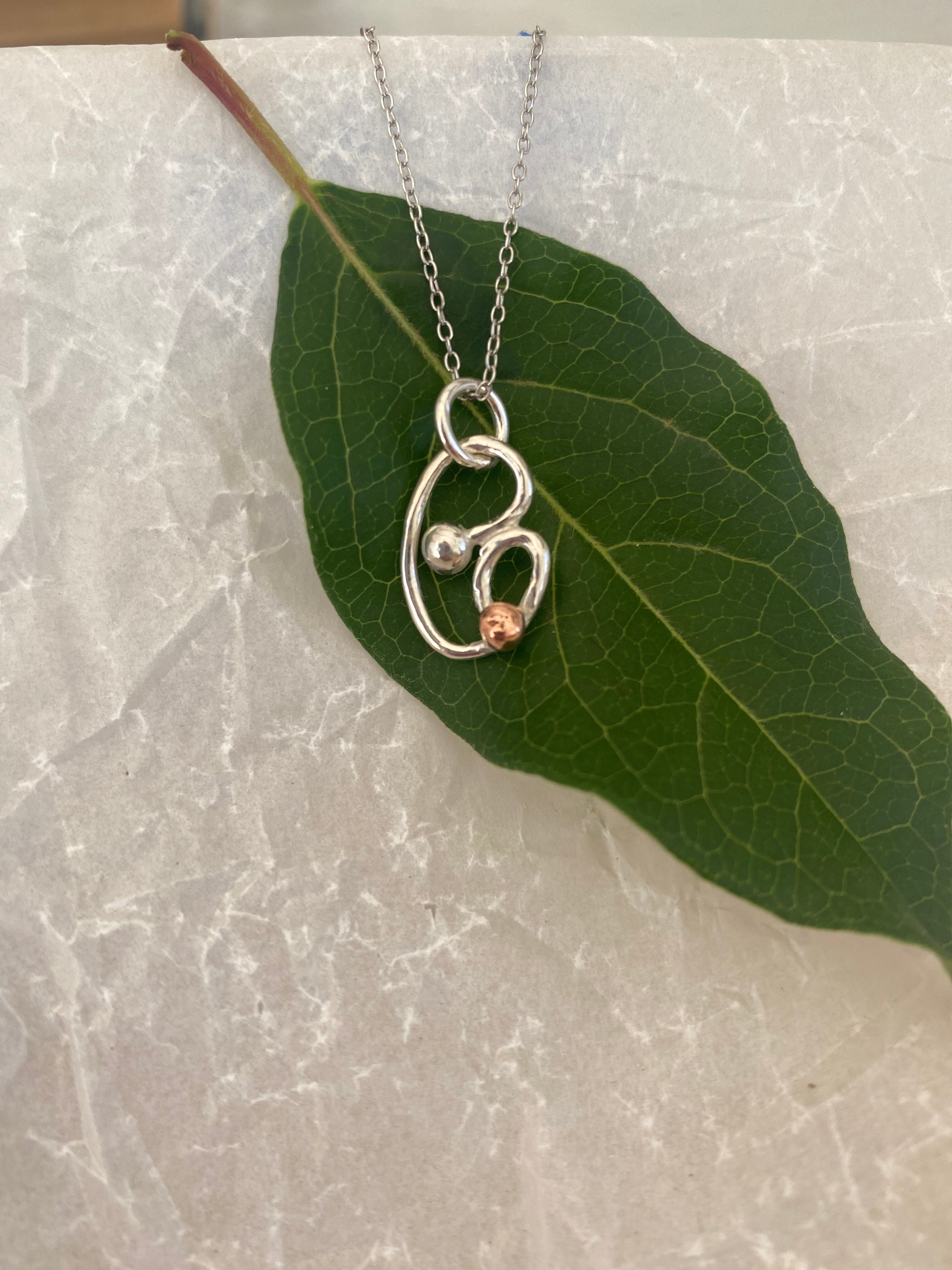 Silver & Copper Heart Pendant