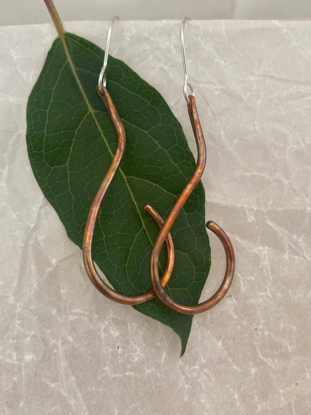Flame Painted Copper Drop Earrings