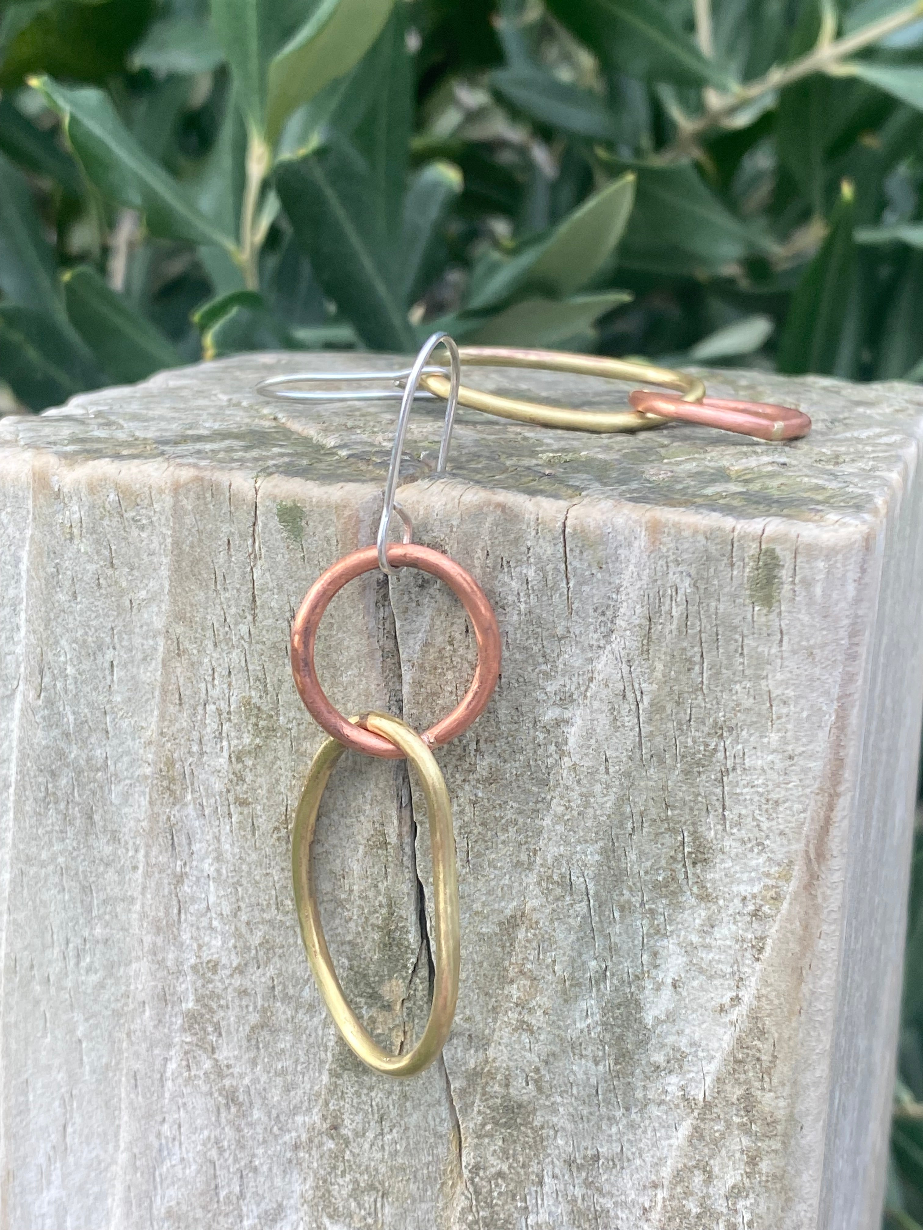 Mixed Metal Organic Link Earrings
