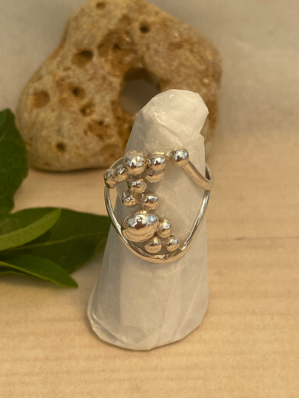 Blossom Spray Sterling Silver Double Band Ring