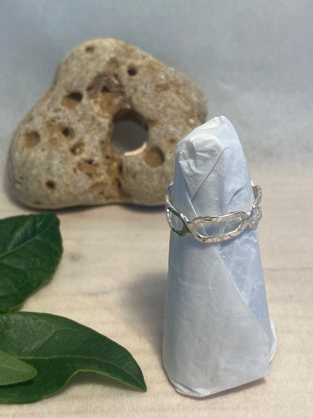 Hammered Silver Links Ring