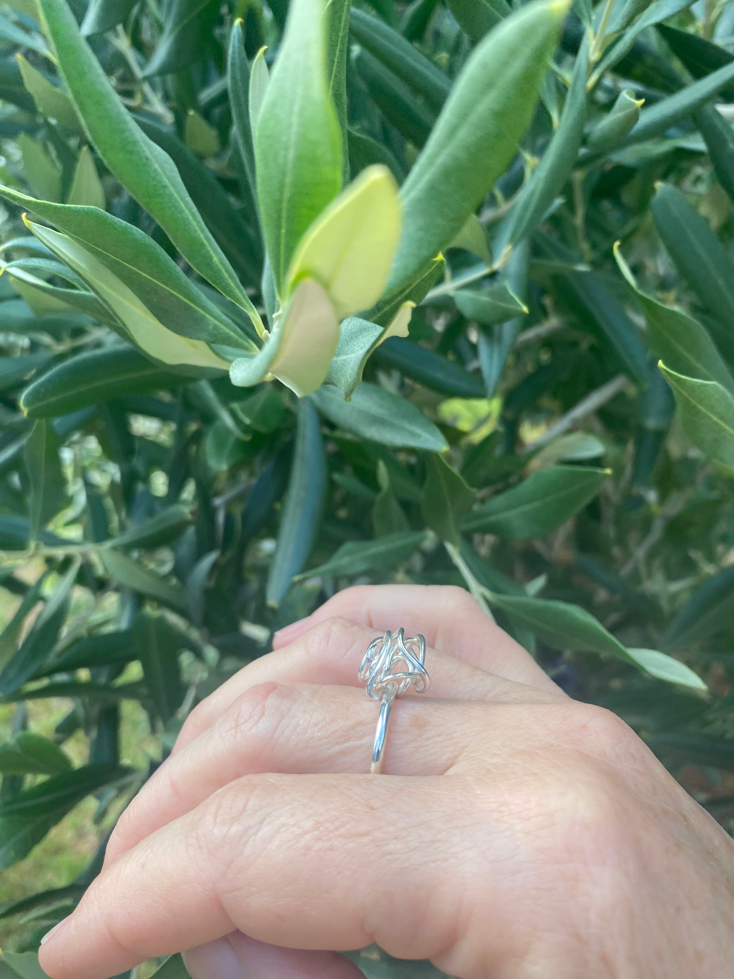 Tangled Wire Ball Sterling Silver Ring