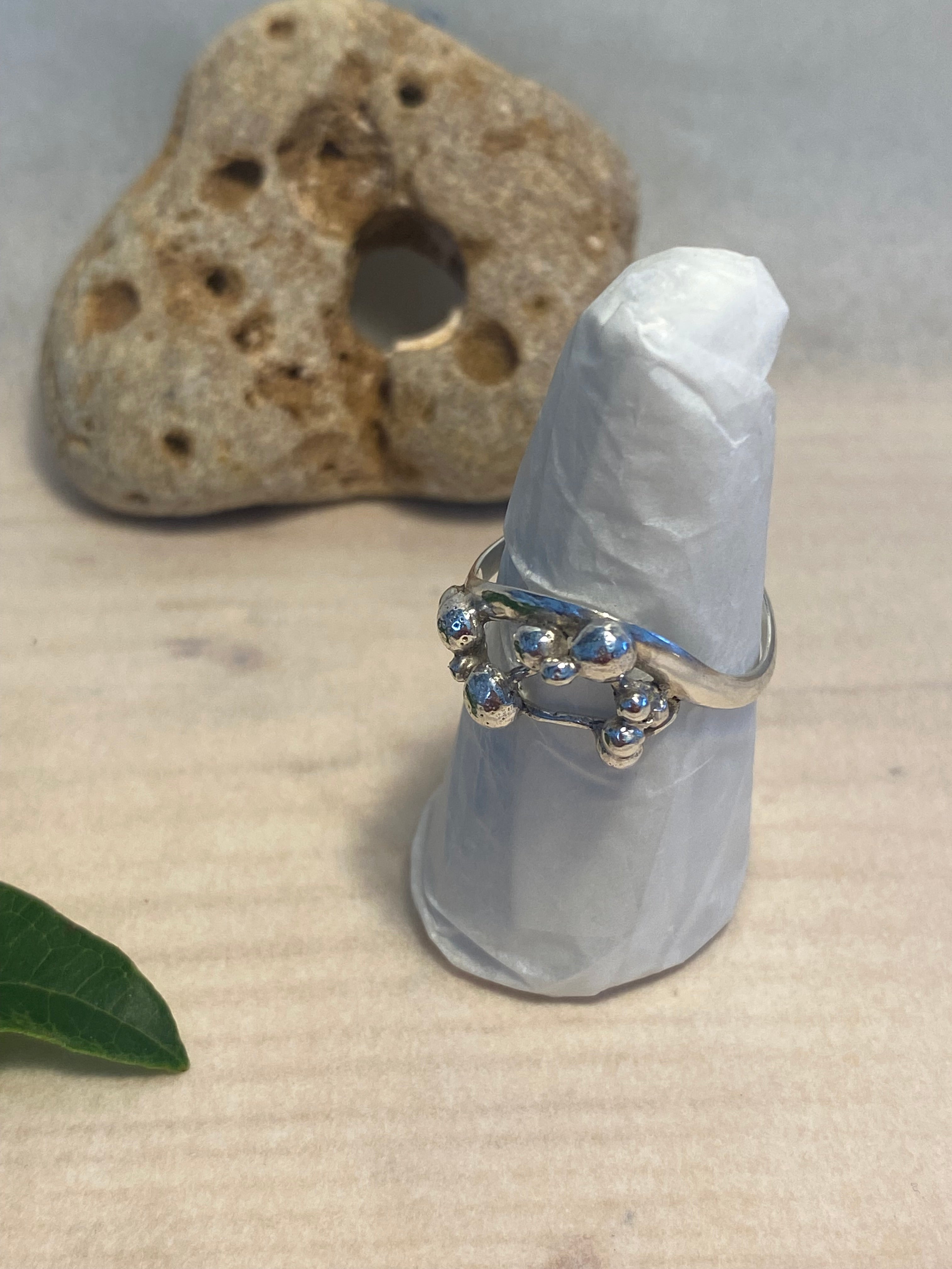 Waves, Pebbles & Tendrils Sterling Silver Ring