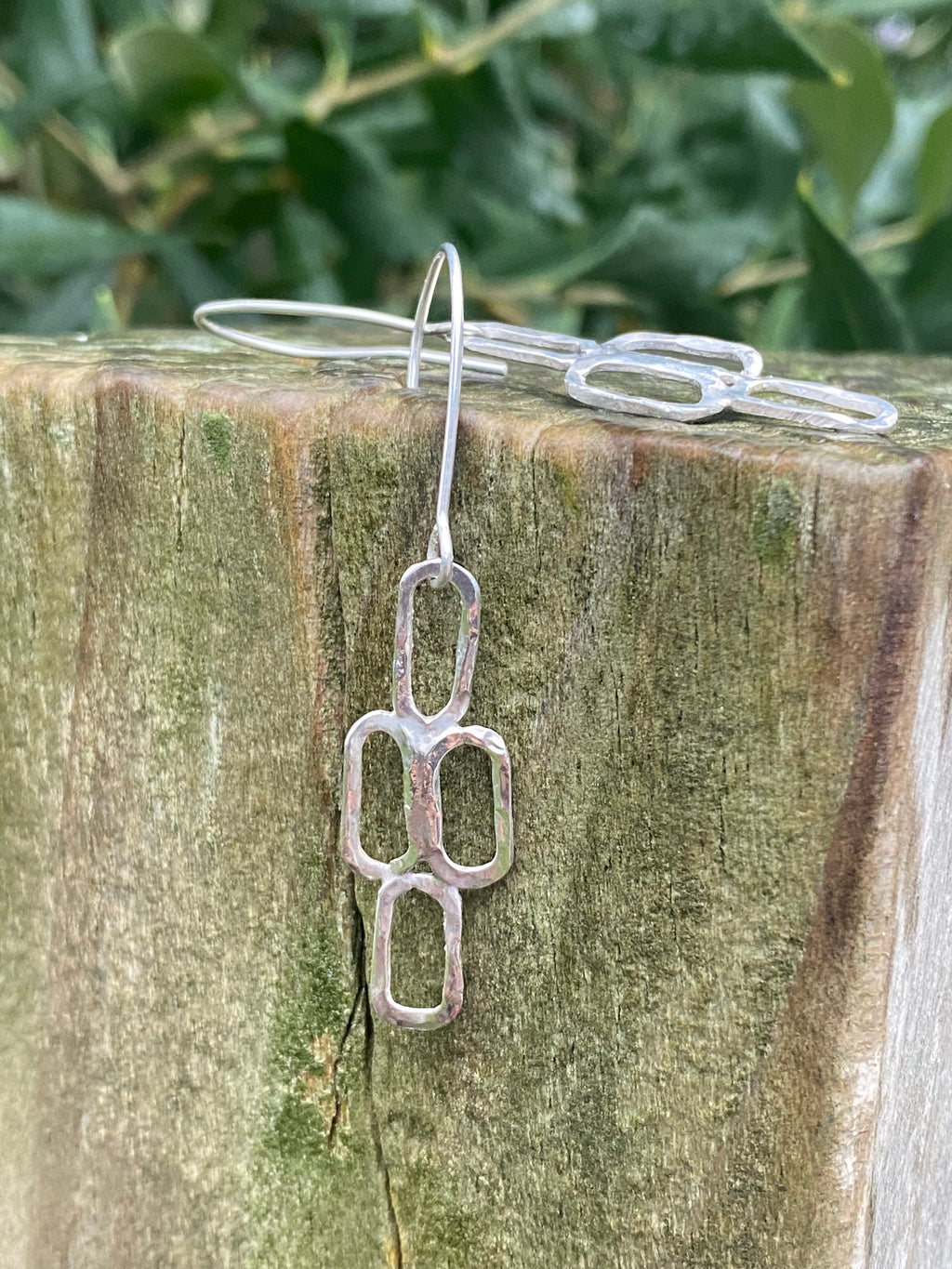 Sterling Silver Organic Link Earrings