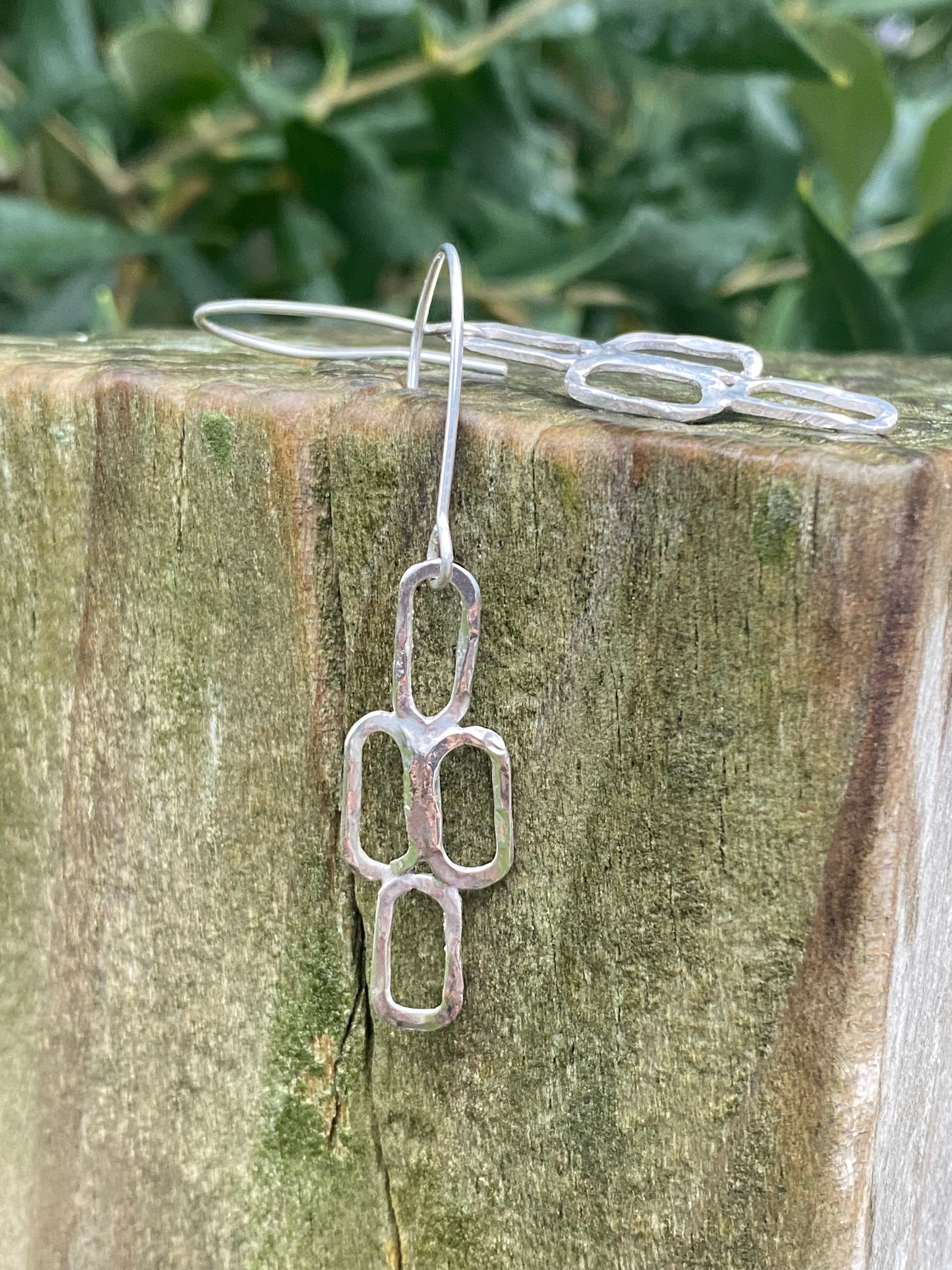 Sterling Silver Organic Link Earrings