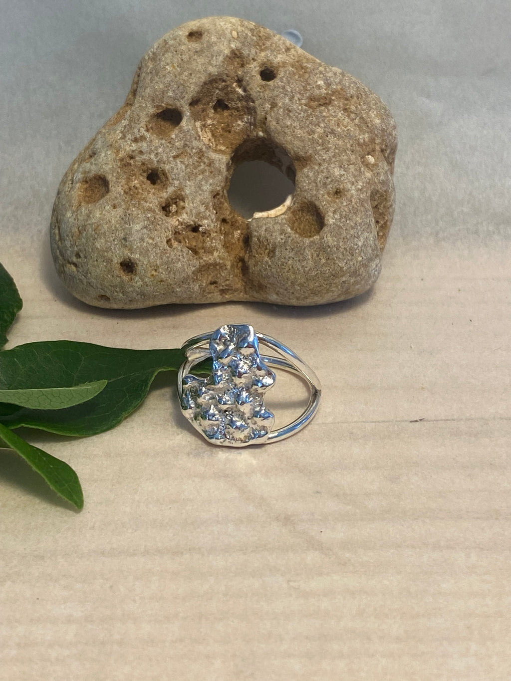 Coral Impressions Double Band Sterling Silver Ring