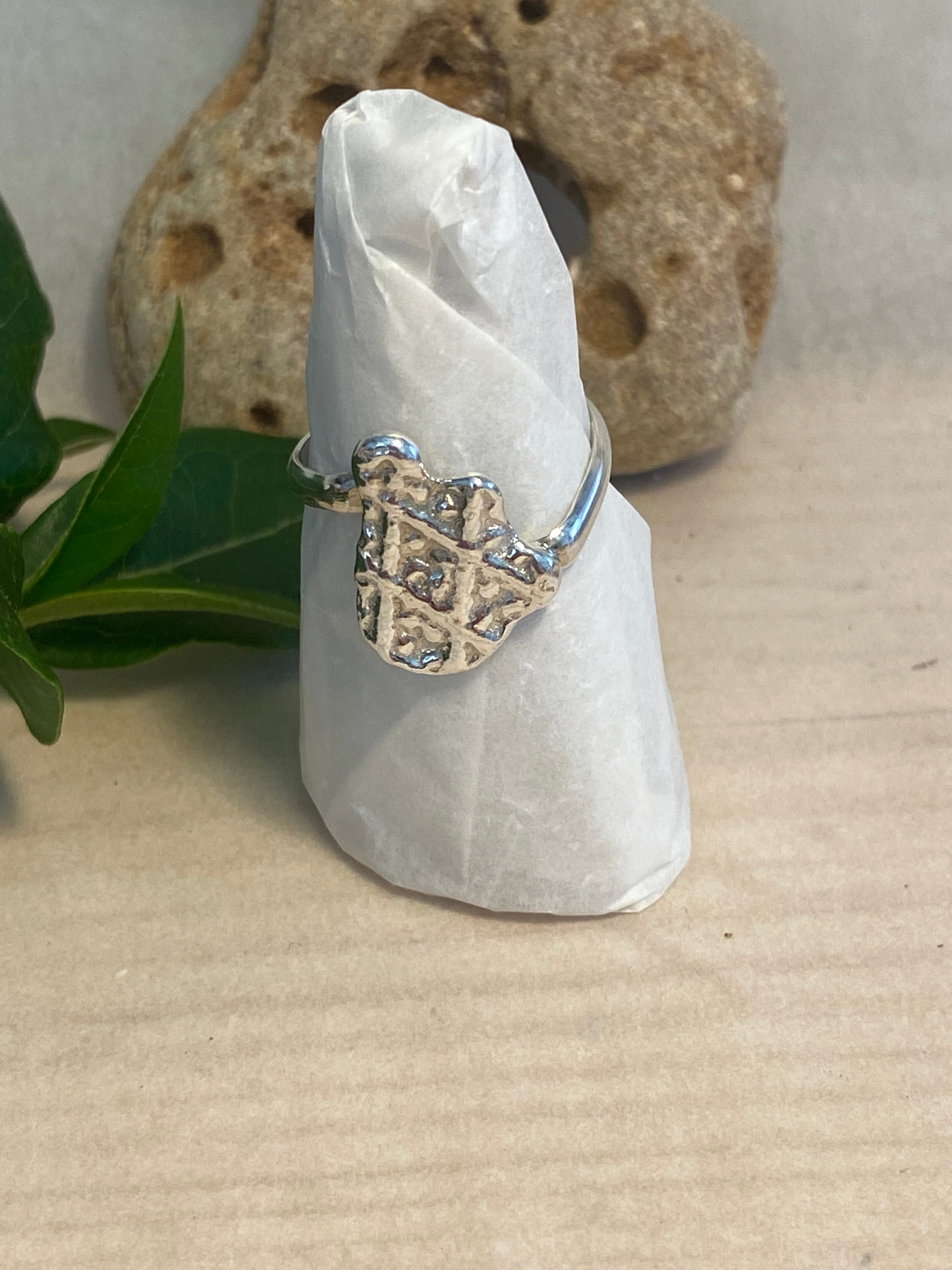 Offset Impressions Sterling Silver Ring