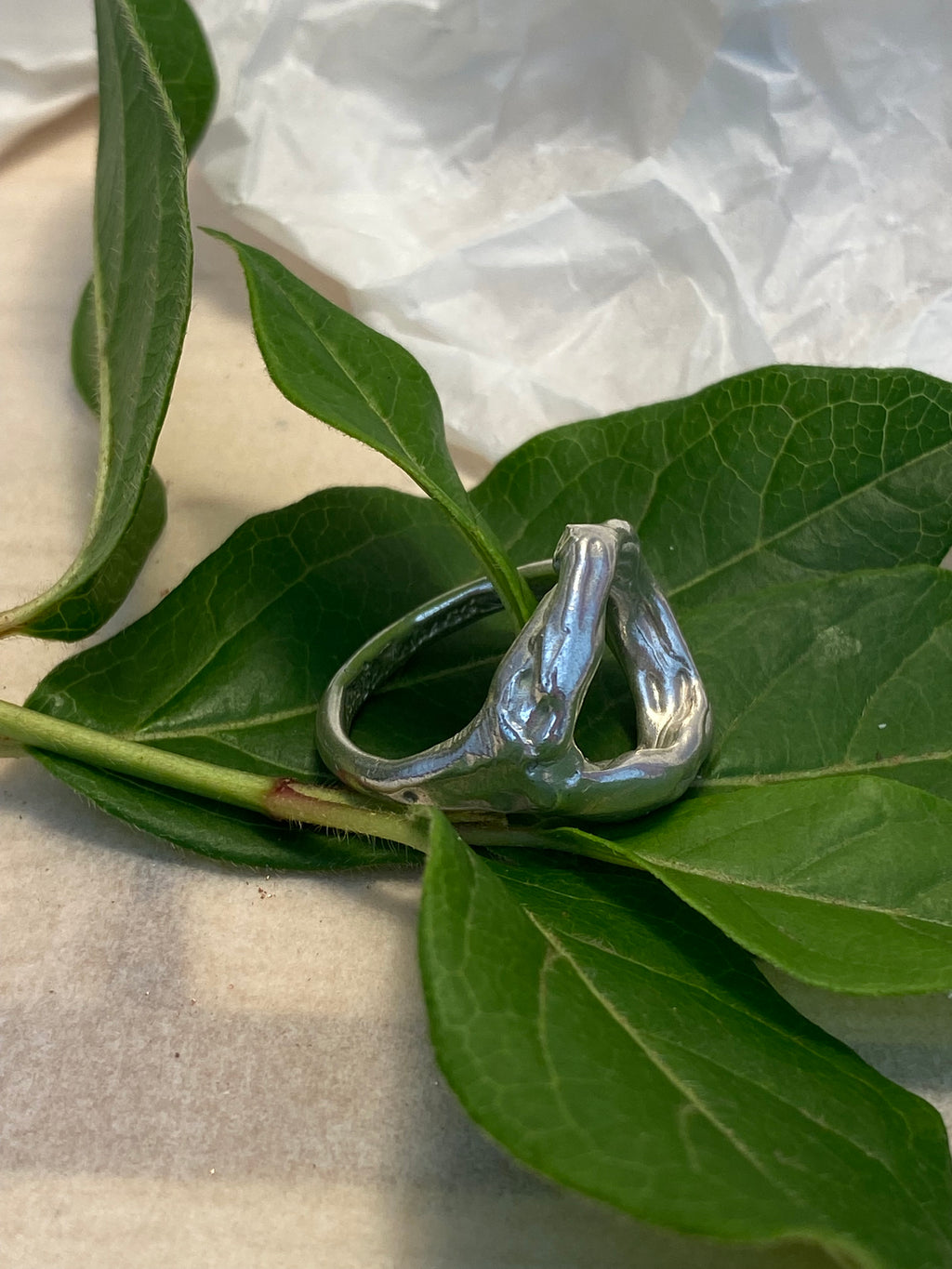 Sterling silver molten look ring