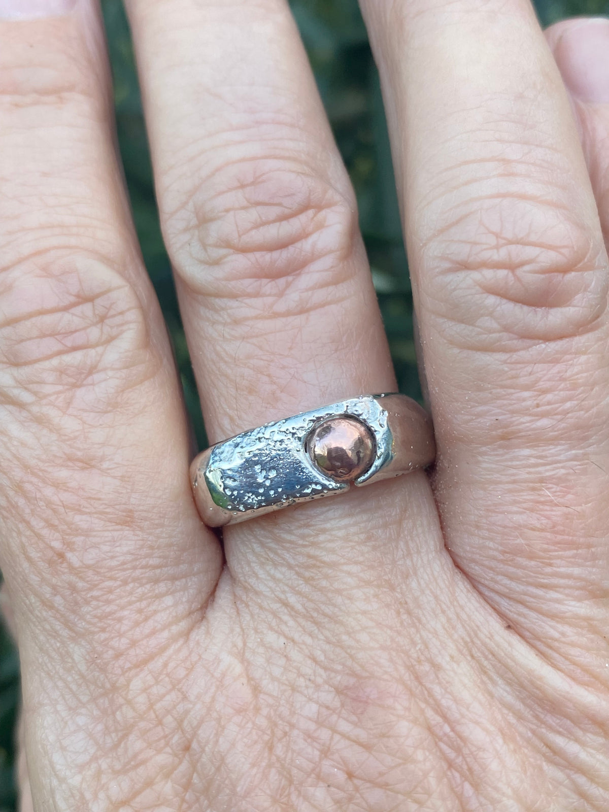 Copper Rockpool Signet Ring – Size S1/2, Sterling Silver and Copper