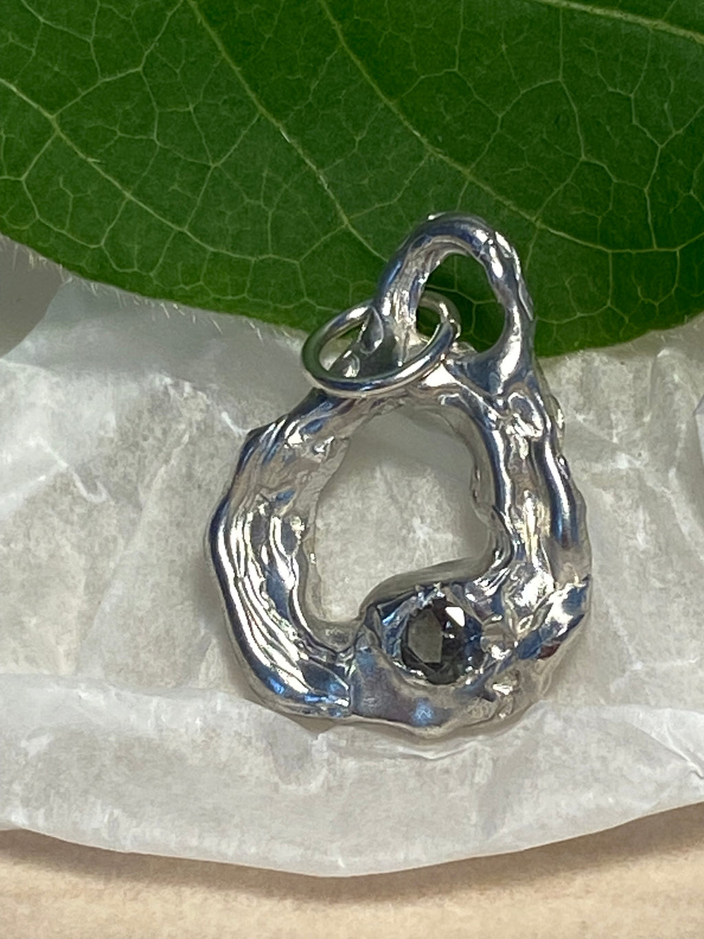 Sterling silver and grey/blue Rhodolite pendant