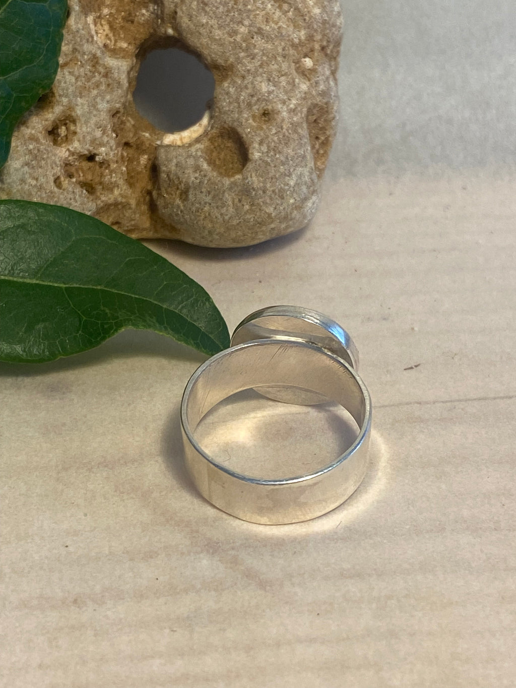 Statement Brass Dome Wide Band Sterling Silver Ring
