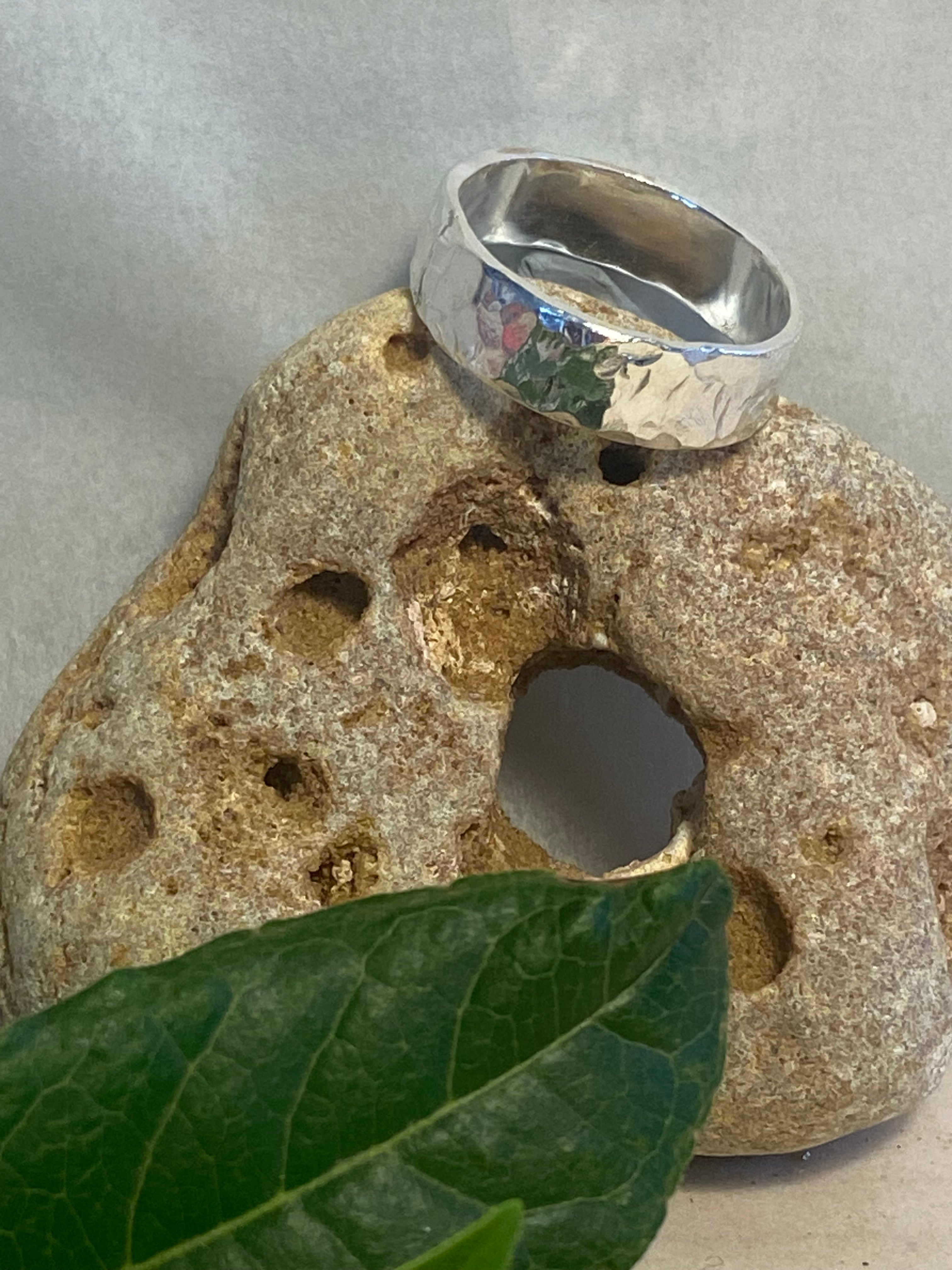 Hammered Sterling Silver Band Ring