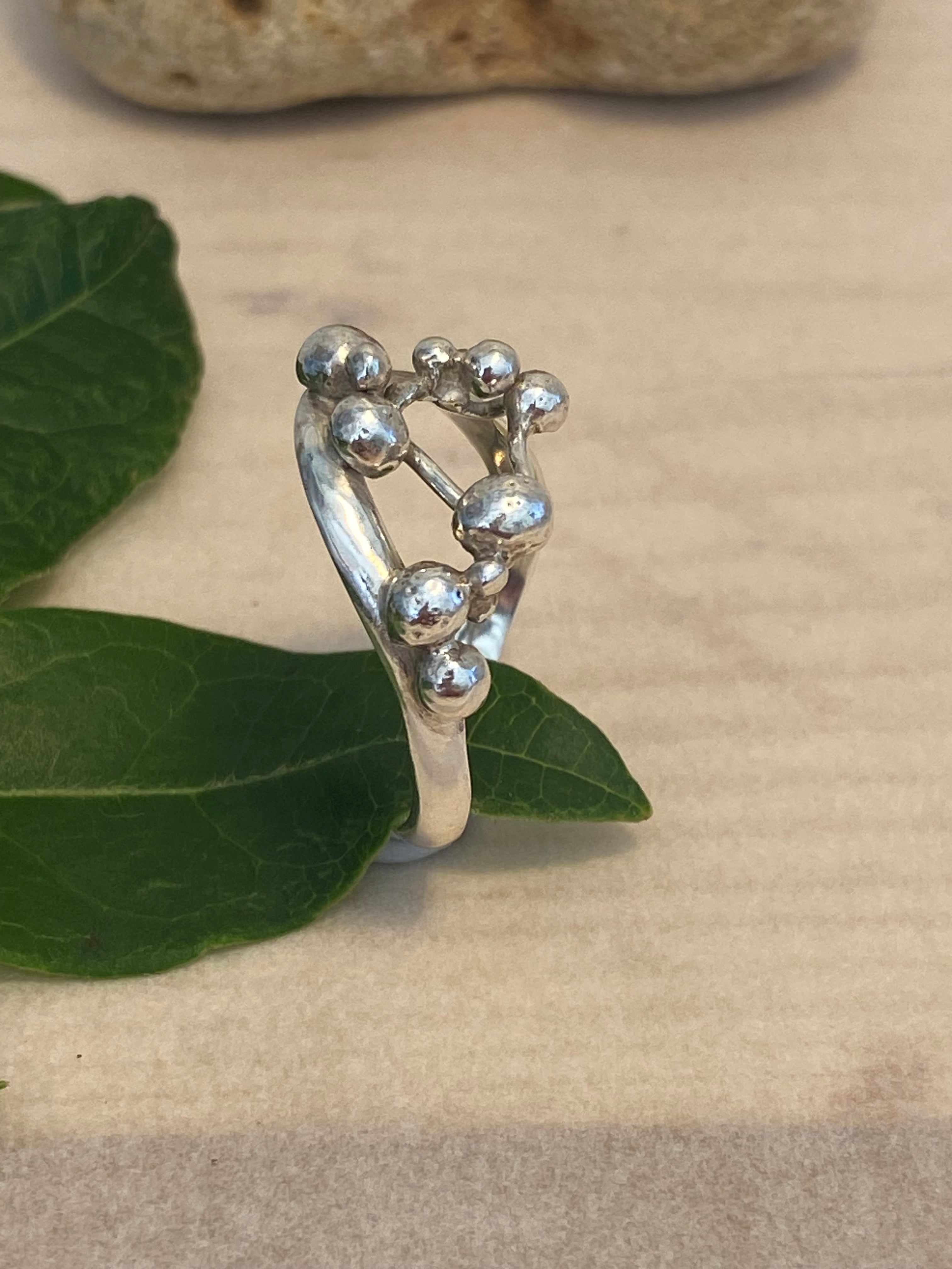 Waves, Pebbles & Tendrils Sterling Silver Ring