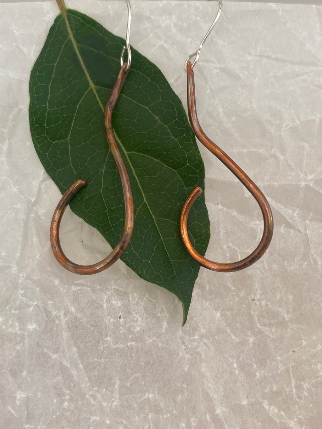 Flame Painted Copper Drop Earrings
