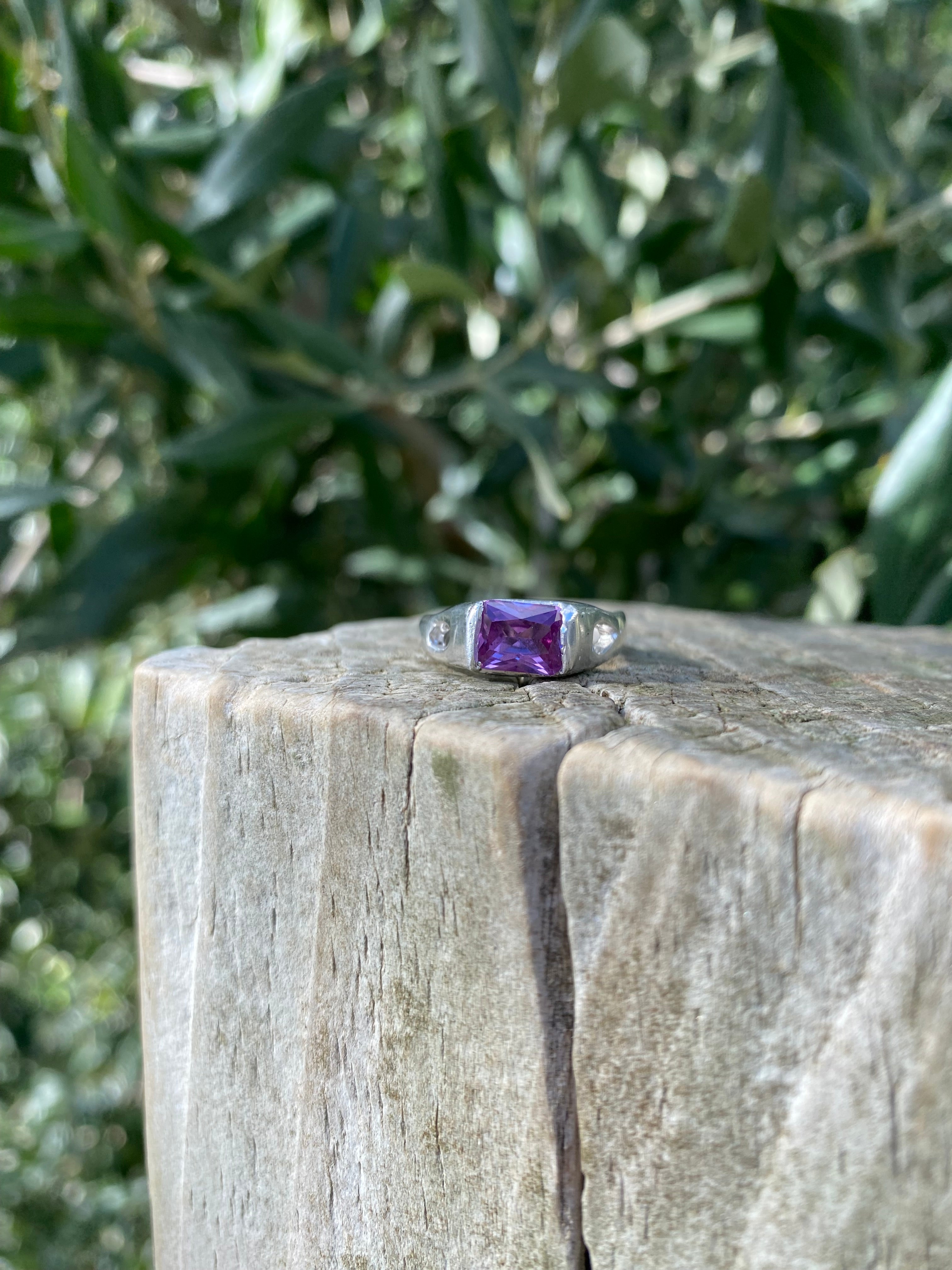 Delicate Signet Alexandrite Sterling Silver Ring