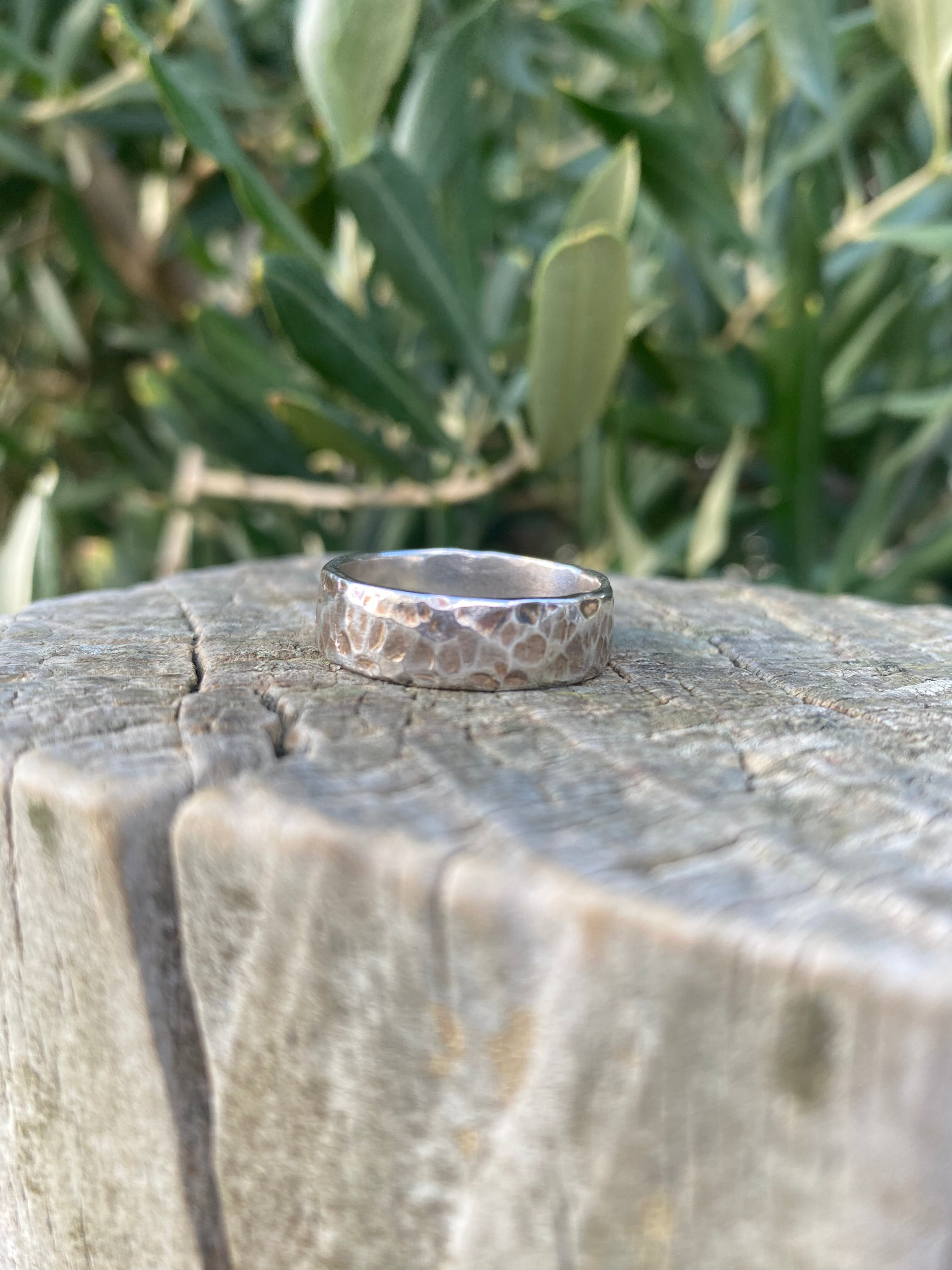 Hammered Sterling Silver Band Ring
