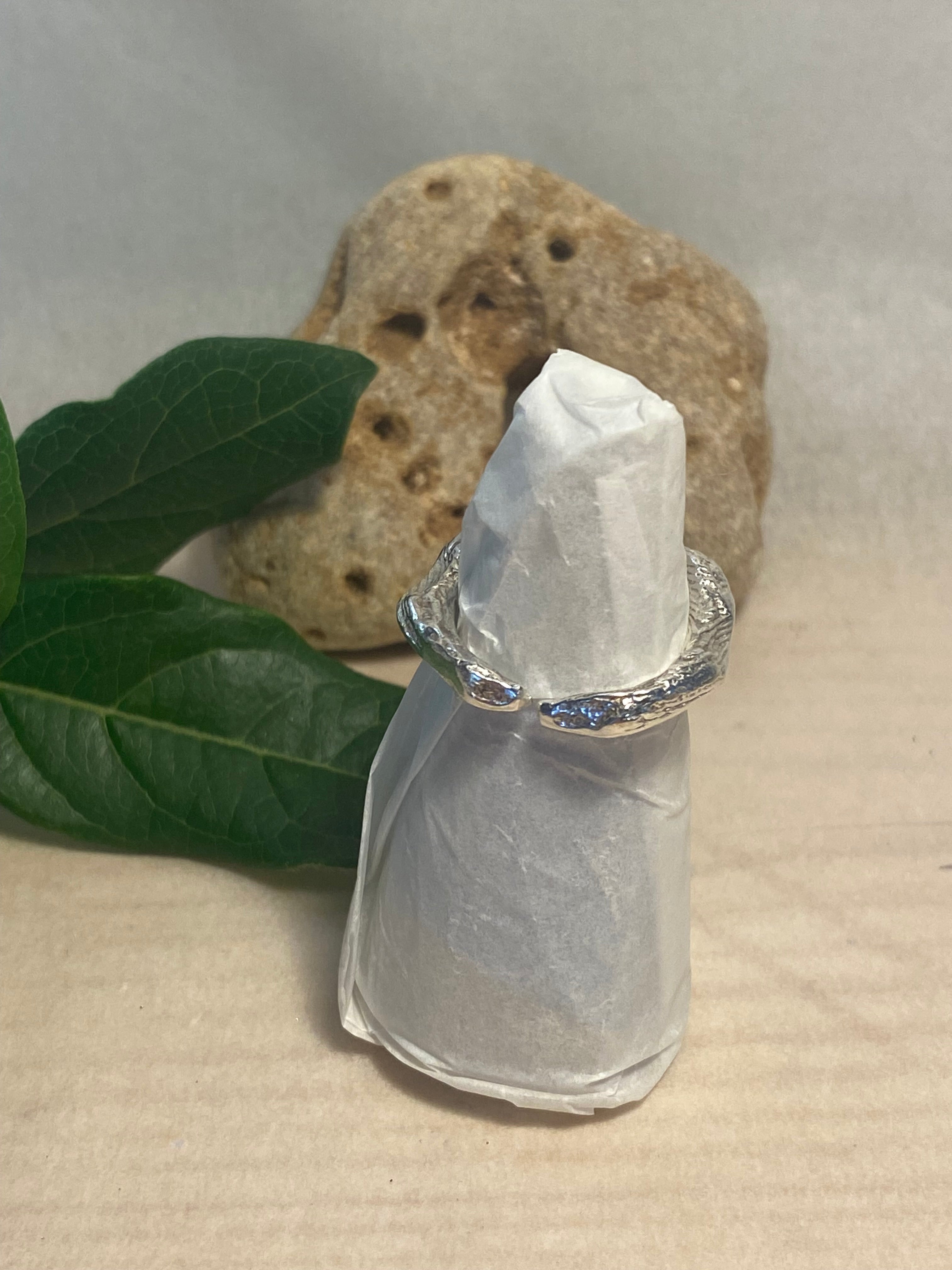 Cuttlefish Cast Adjustable Sterling Silver Ring