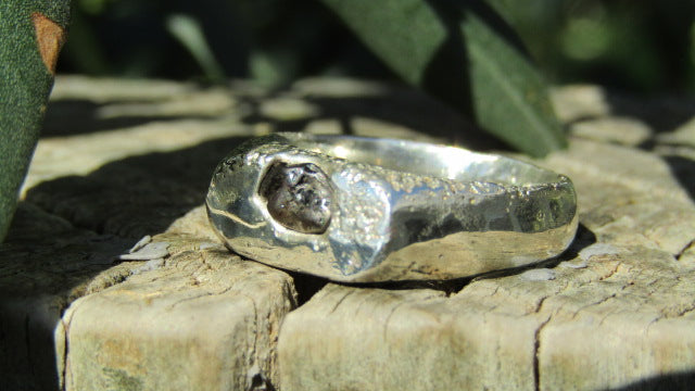 Green Sapphire Rockpool Signet, Sterling Silver, Size P