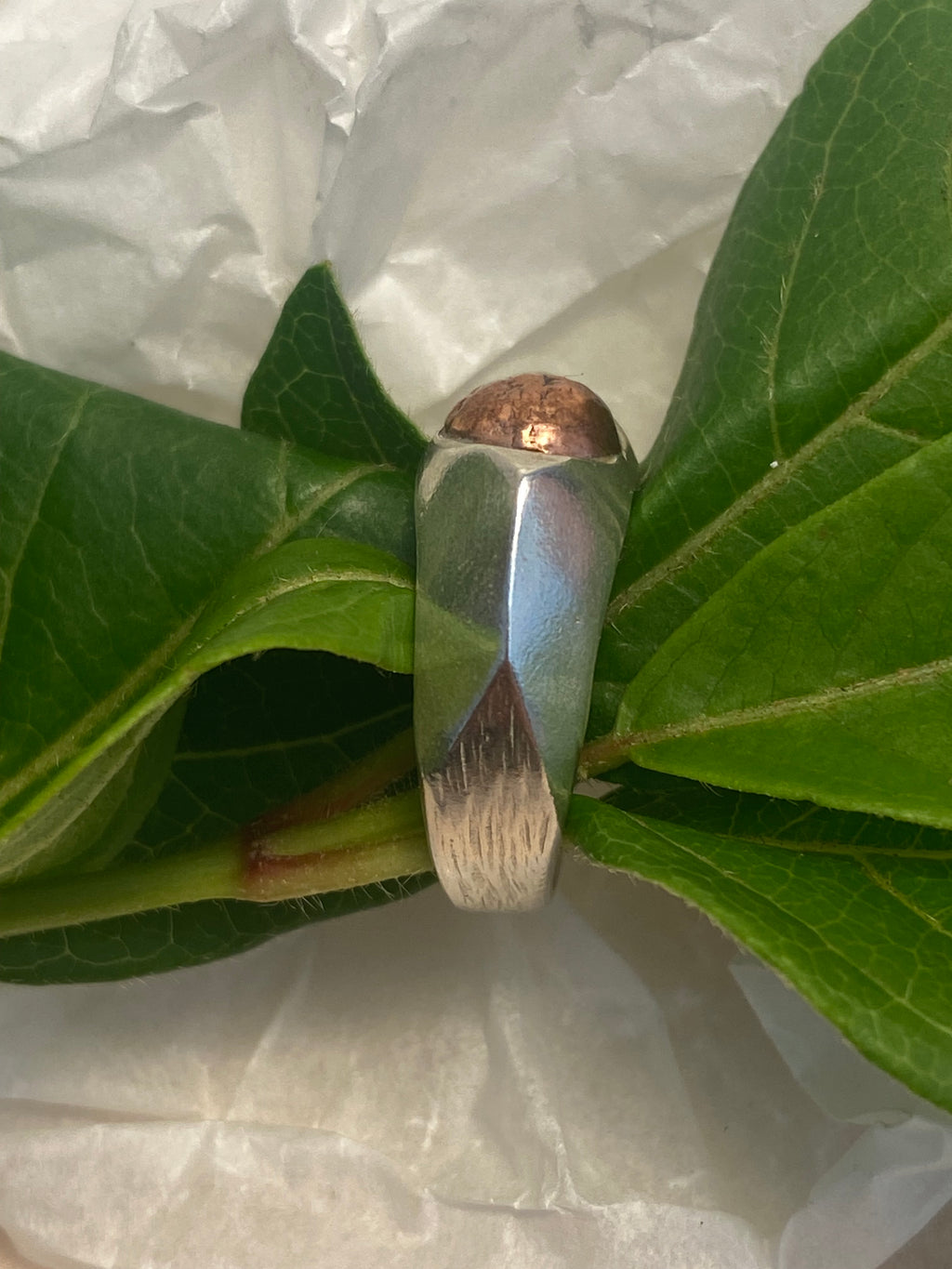 Copper and Sterling Silver signet ring