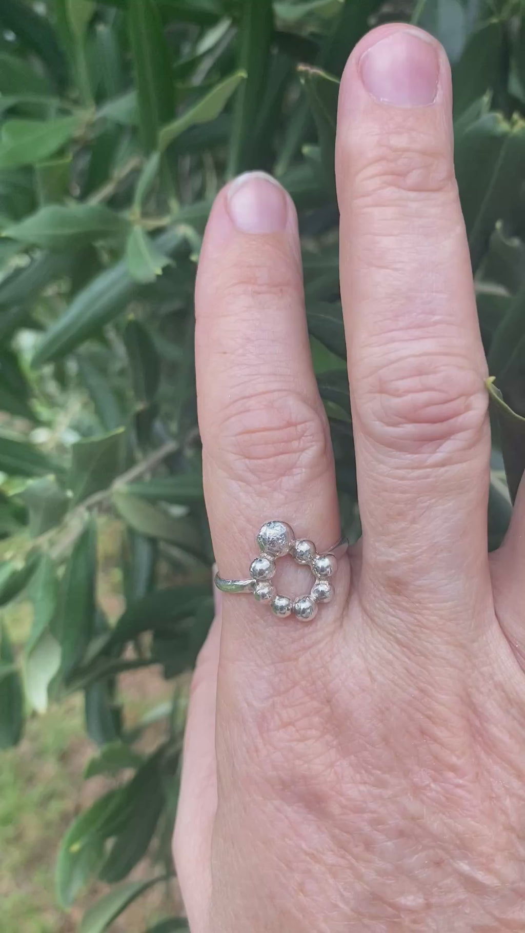 Silver Pebble Halo Ring