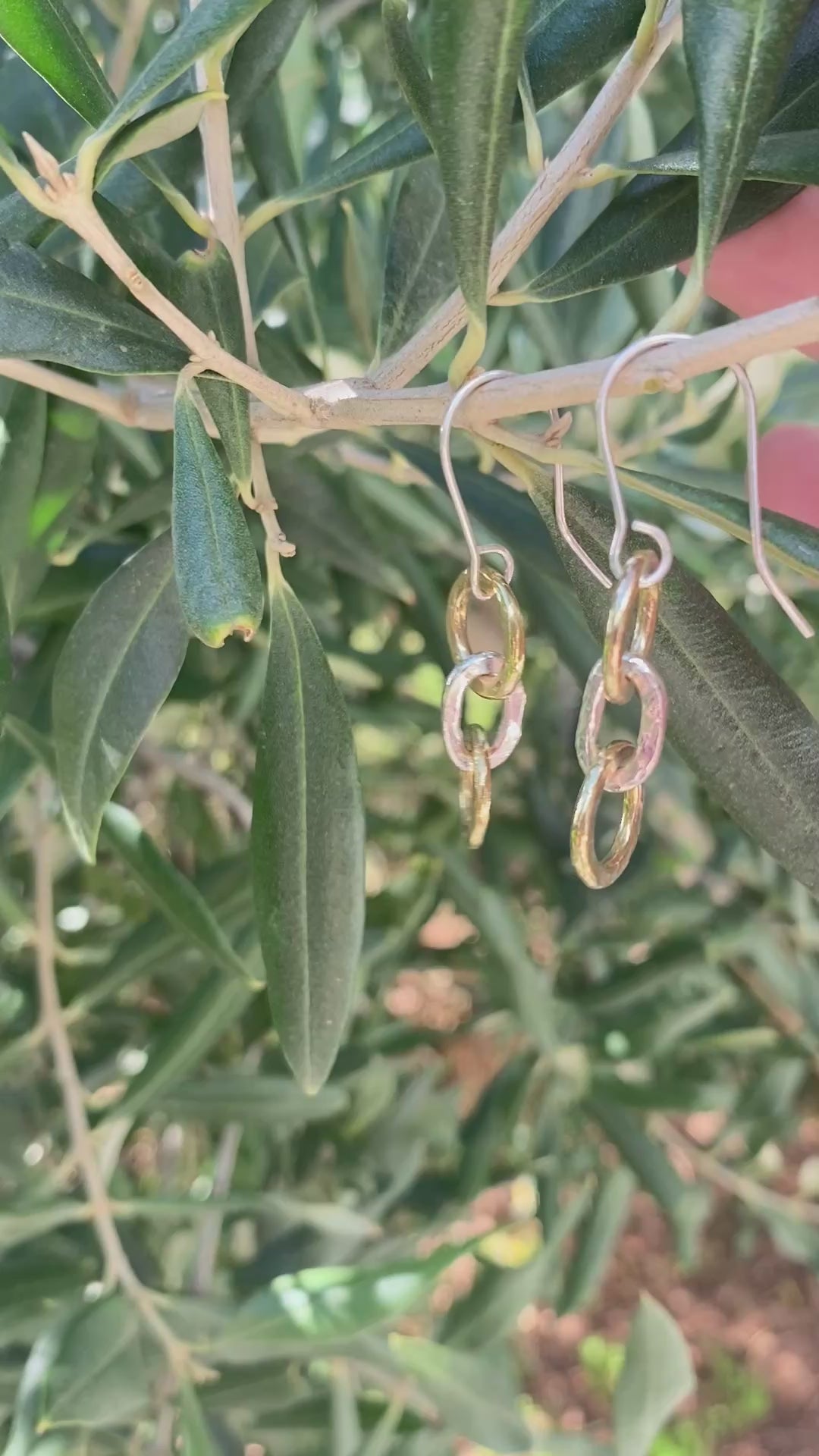 Silver & Brass Triple Loop Drop Earrings