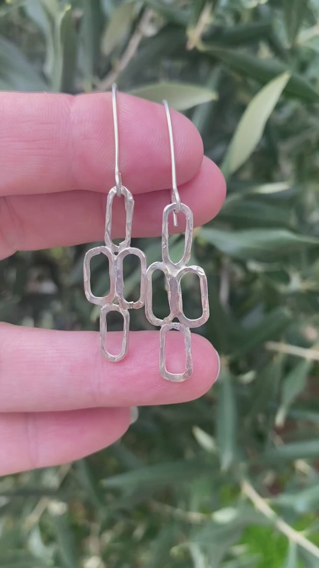 Sterling Silver Organic Link Earrings