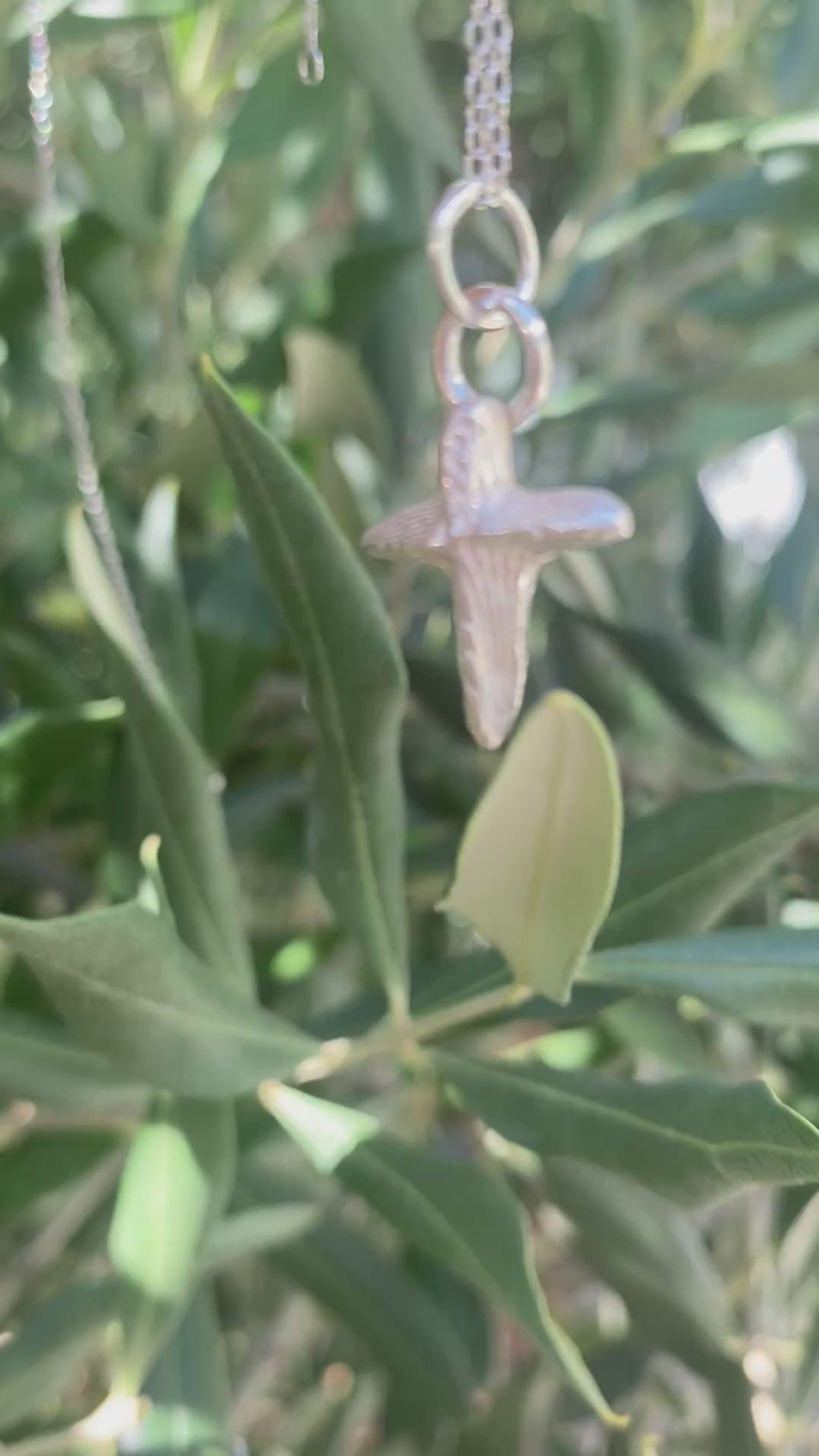 Cuttlefish Cast Silver Cross Pendant