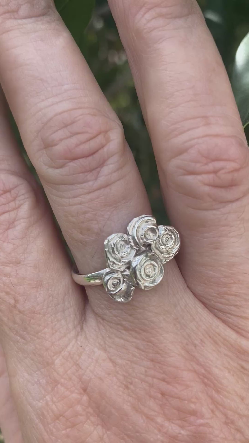 Molten Silver Flower Posy Ring