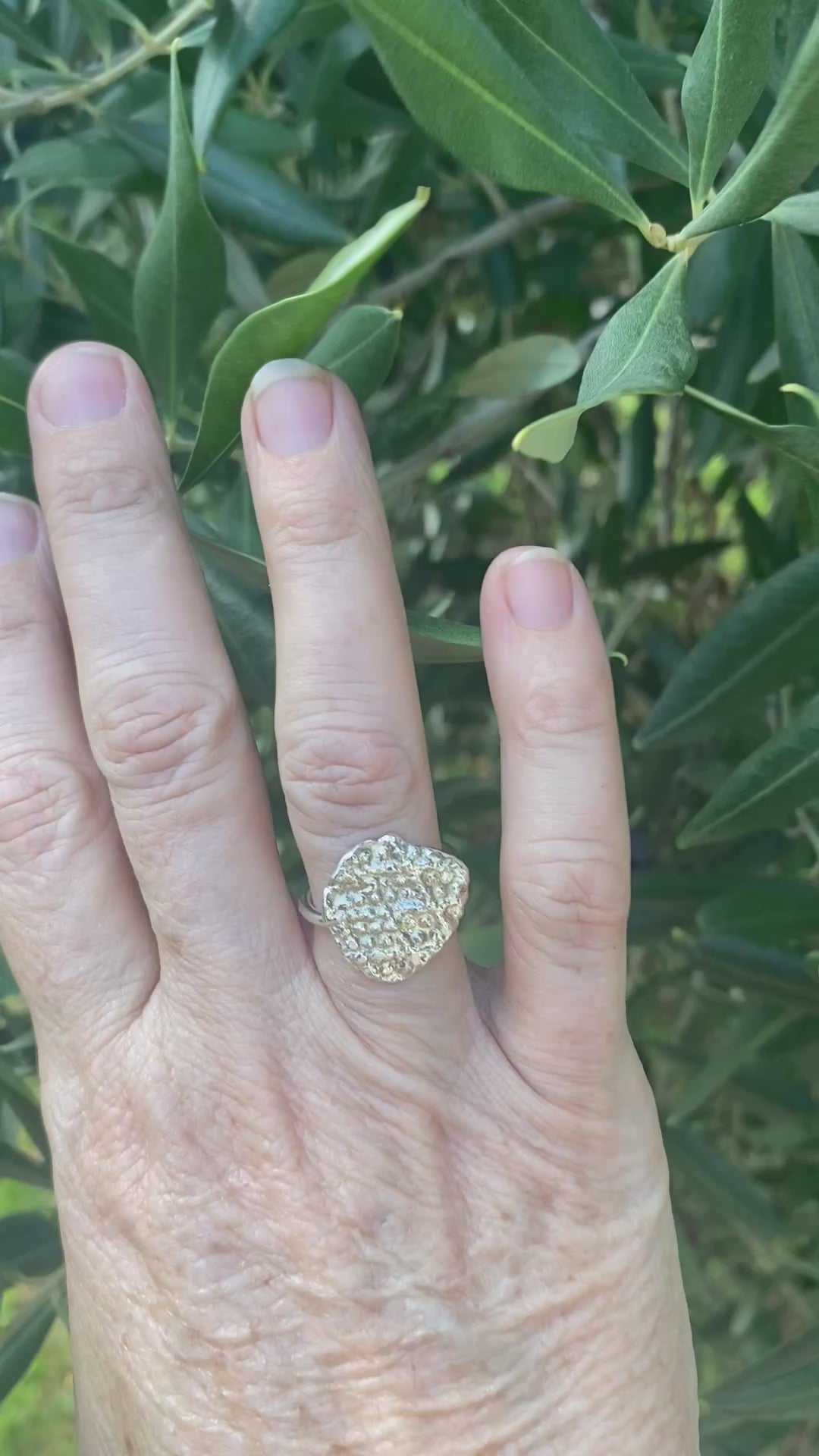 Molten Silver Flower Posy Ring