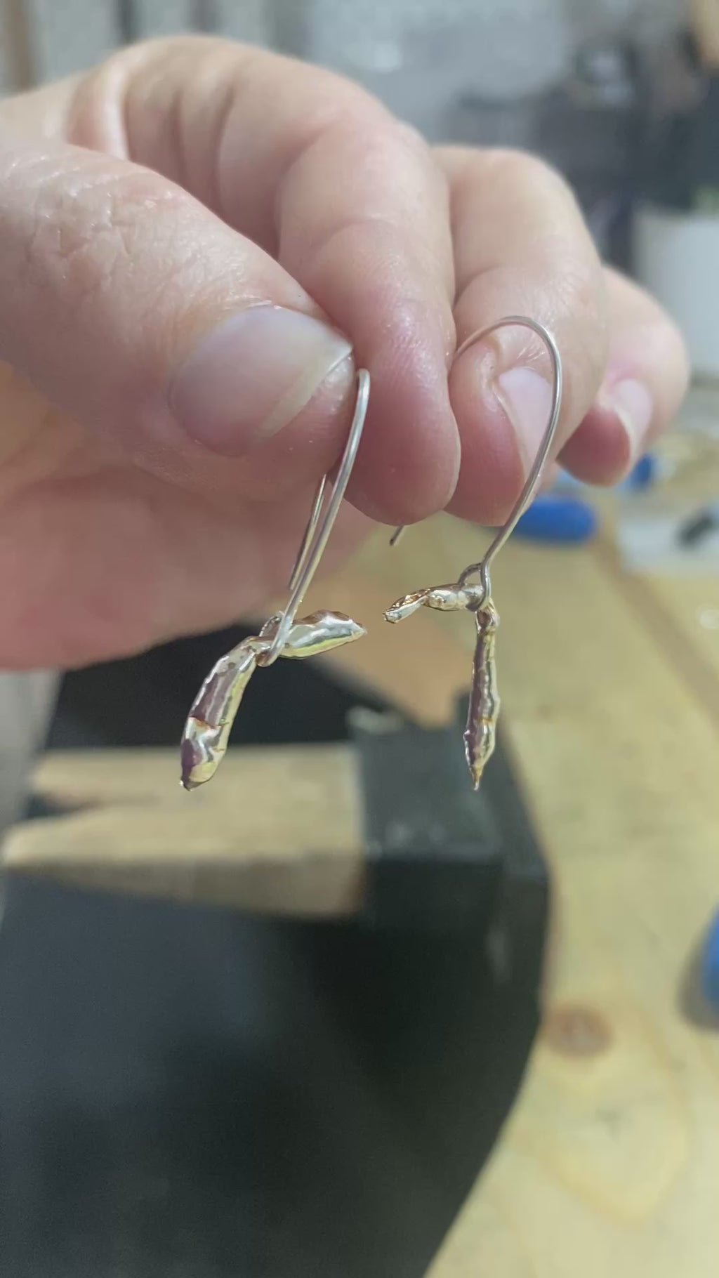 Tide Dangle Earrings - Water Cast Sterling Silver