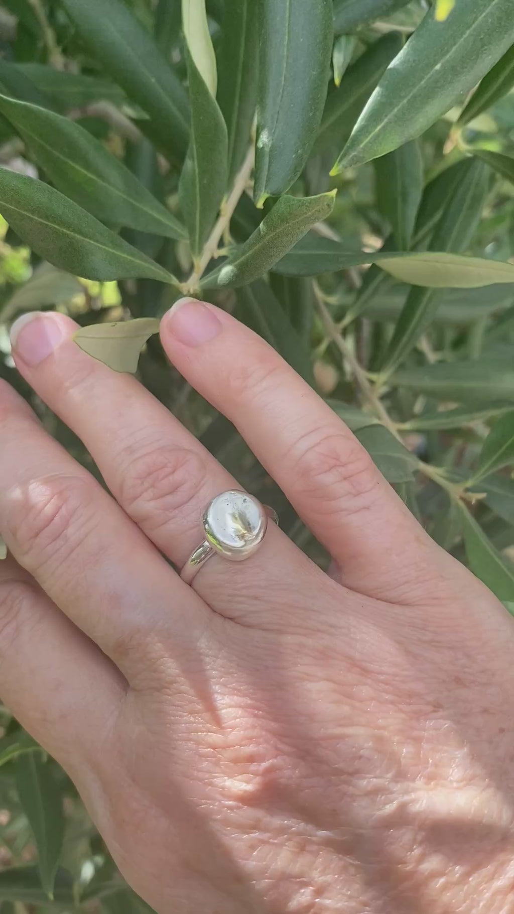 Brass & Silver Pebble Disk Sterling Silver Ring