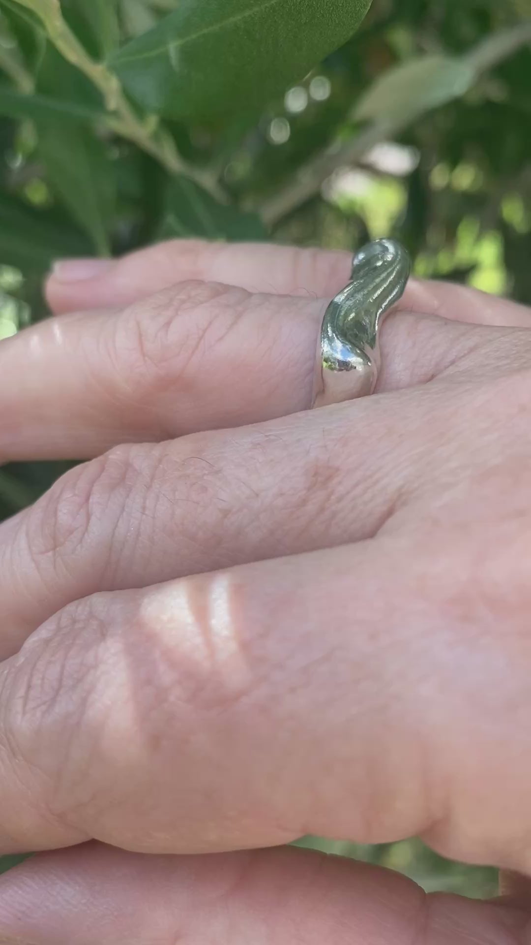 Flow Wax Carved Sterling Silver Statement Ring