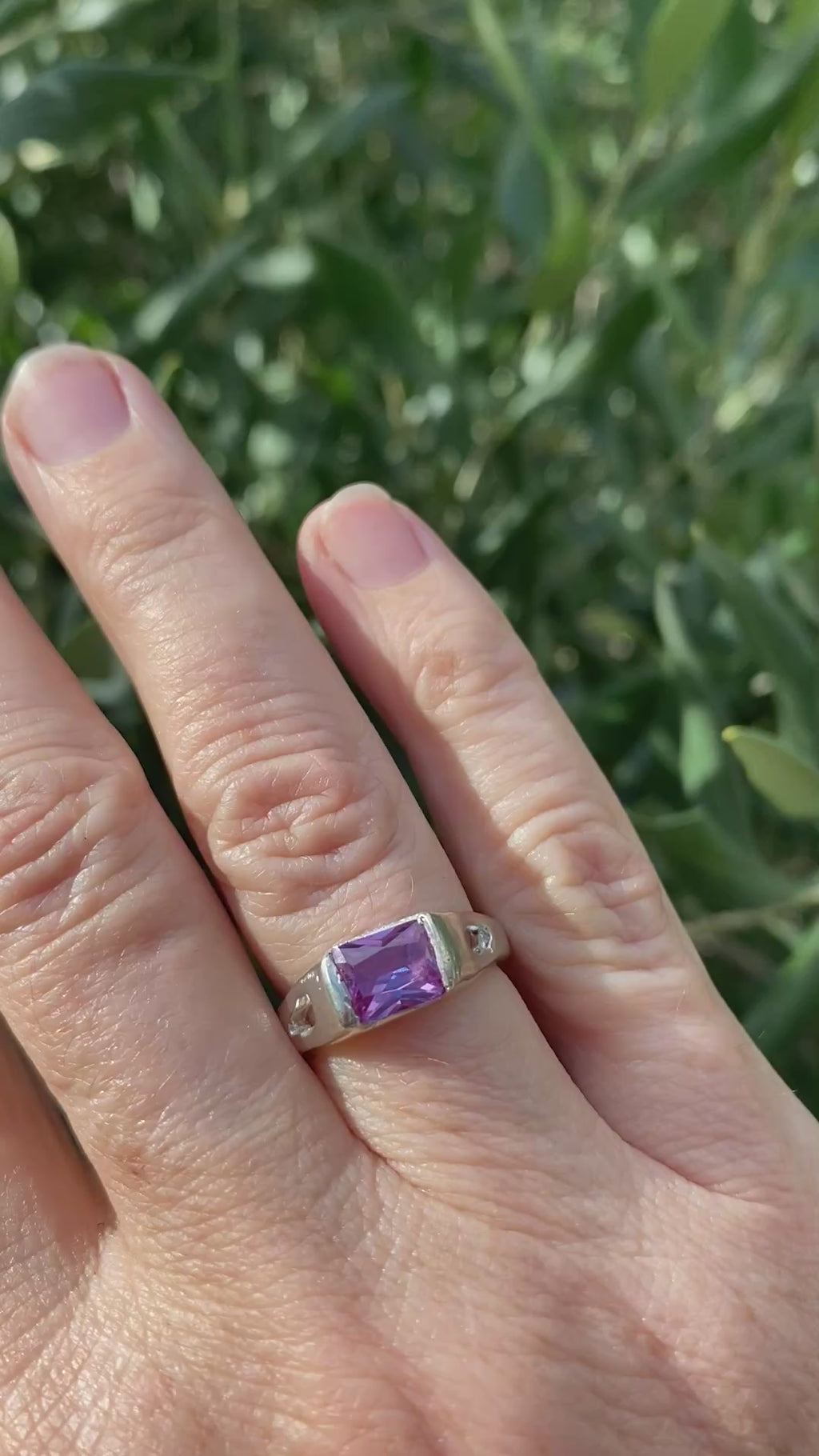 Delicate Signet Alexandrite Sterling Silver Ring