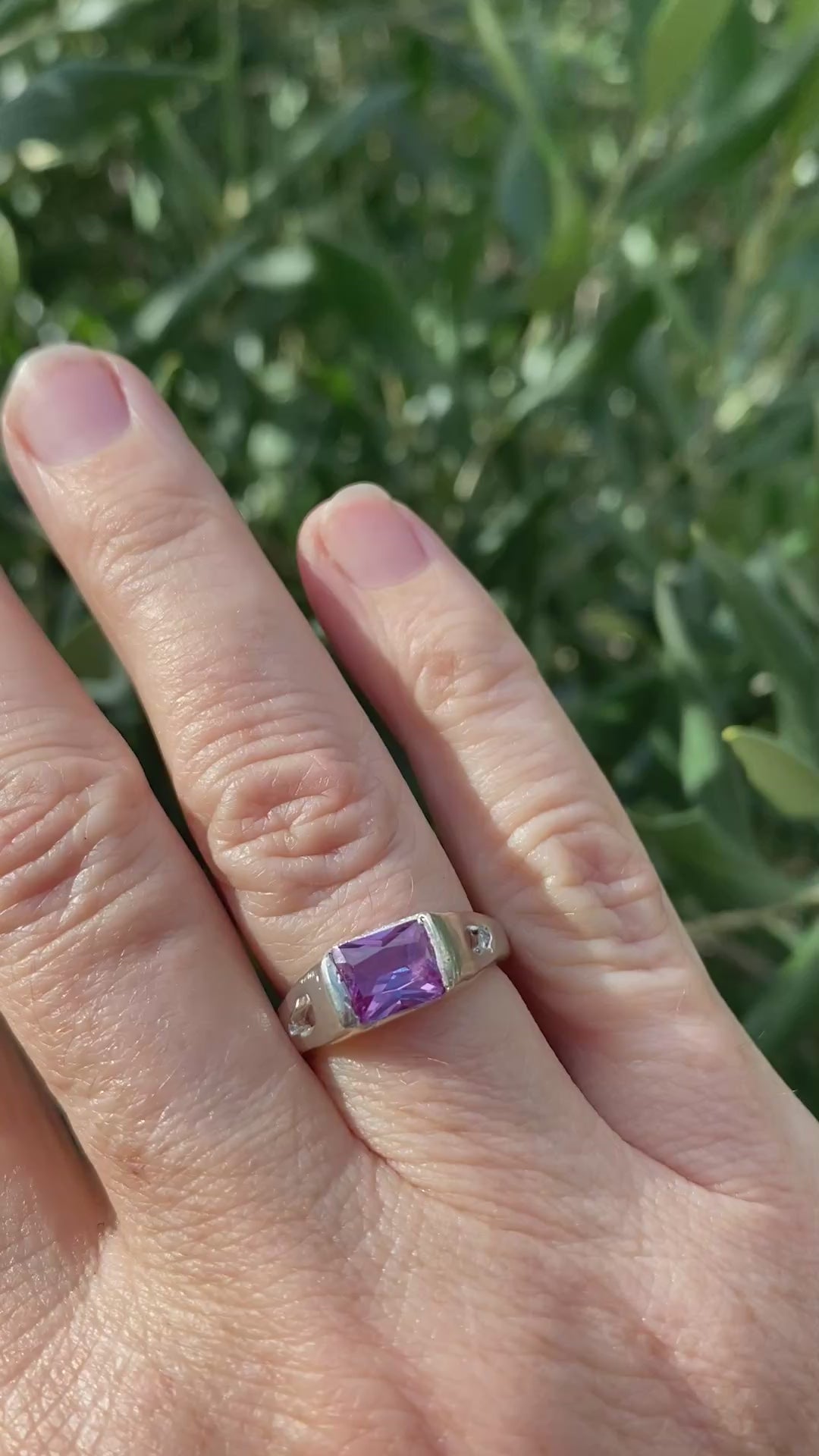Delicate Signet Alexandrite Sterling Silver Ring