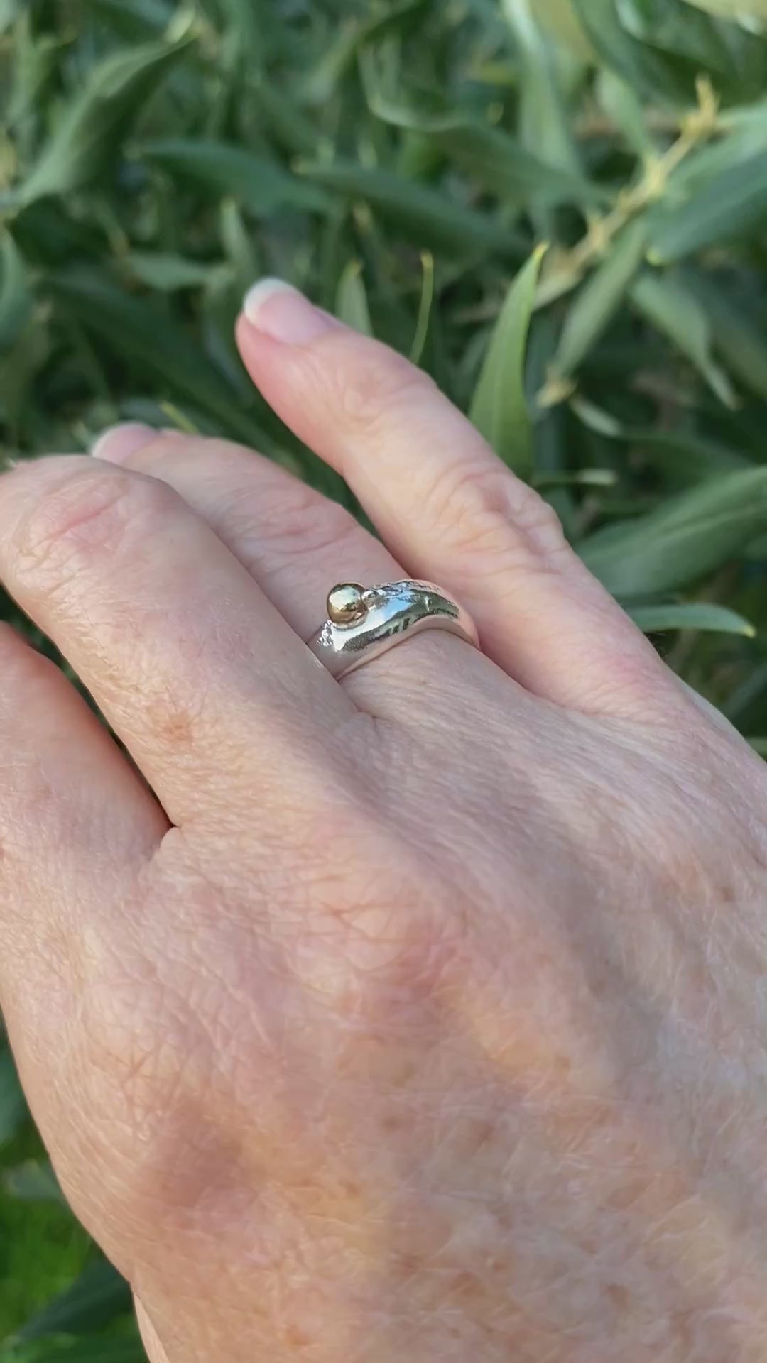 Sterling Silver Brass Seed Ring | Size N | One of a Kind