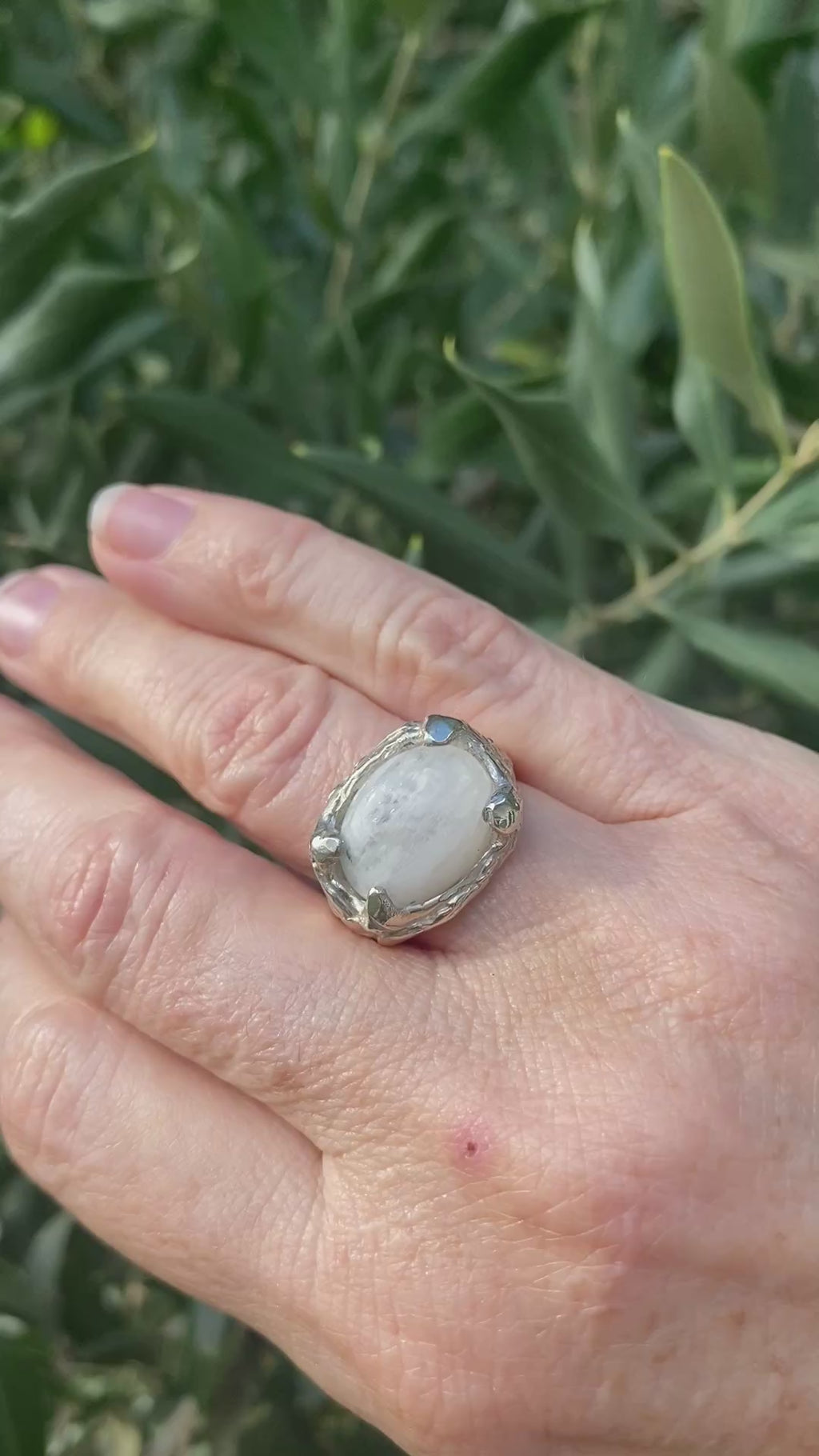 Moonstone Ring — Sculpted Sterling Silver