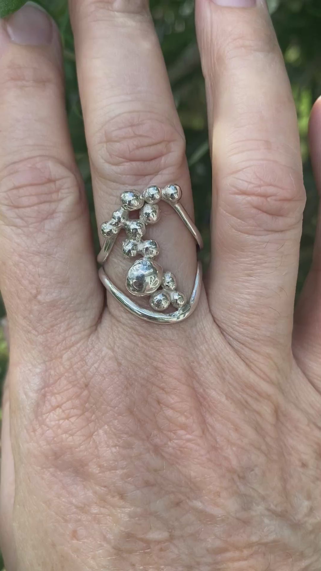 Blossom Spray Sterling Silver Double Band Ring