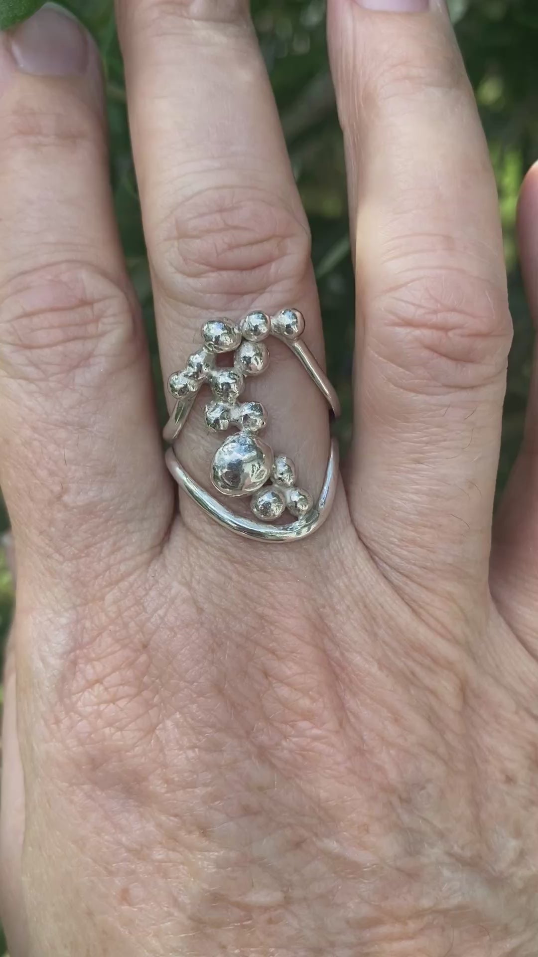 Blossom Spray Sterling Silver Double Band Ring