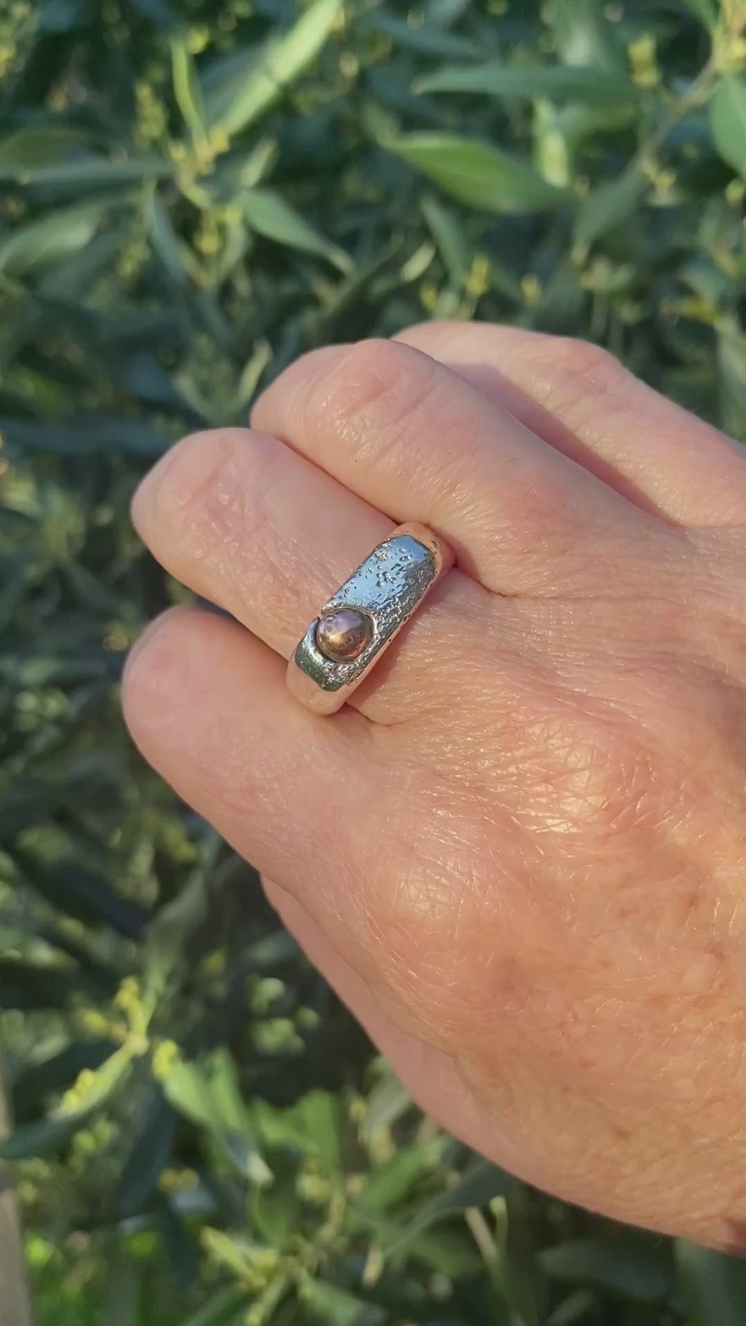 Copper Rockpool Signet Ring – Size S1/2, Sterling Silver and Copper